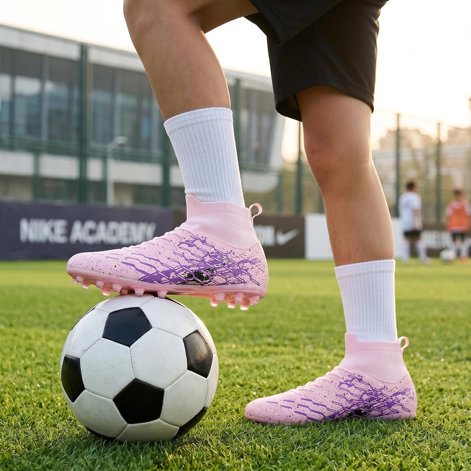 Unisex Soccer Cleats Lightweight No-Tie Lacing System Multi-Surface Football Shoes with Ankle Support for Beginners to Advanced Players - Image 2
