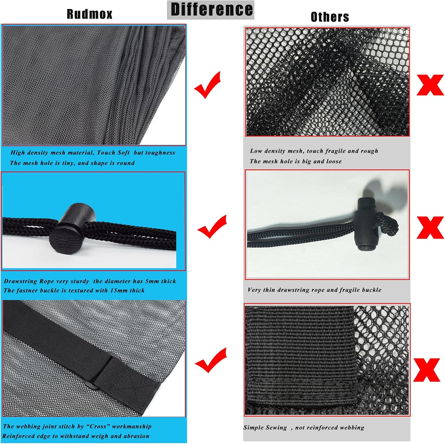 Heavy Duty Mesh Ball Bag, Drawstring Sport Equipment Storage Bag | for Basketball, Soccer, Sports Beach and Swimming Gears with Adjustable Shoulder Strap Outdoor Organizer - Image 4