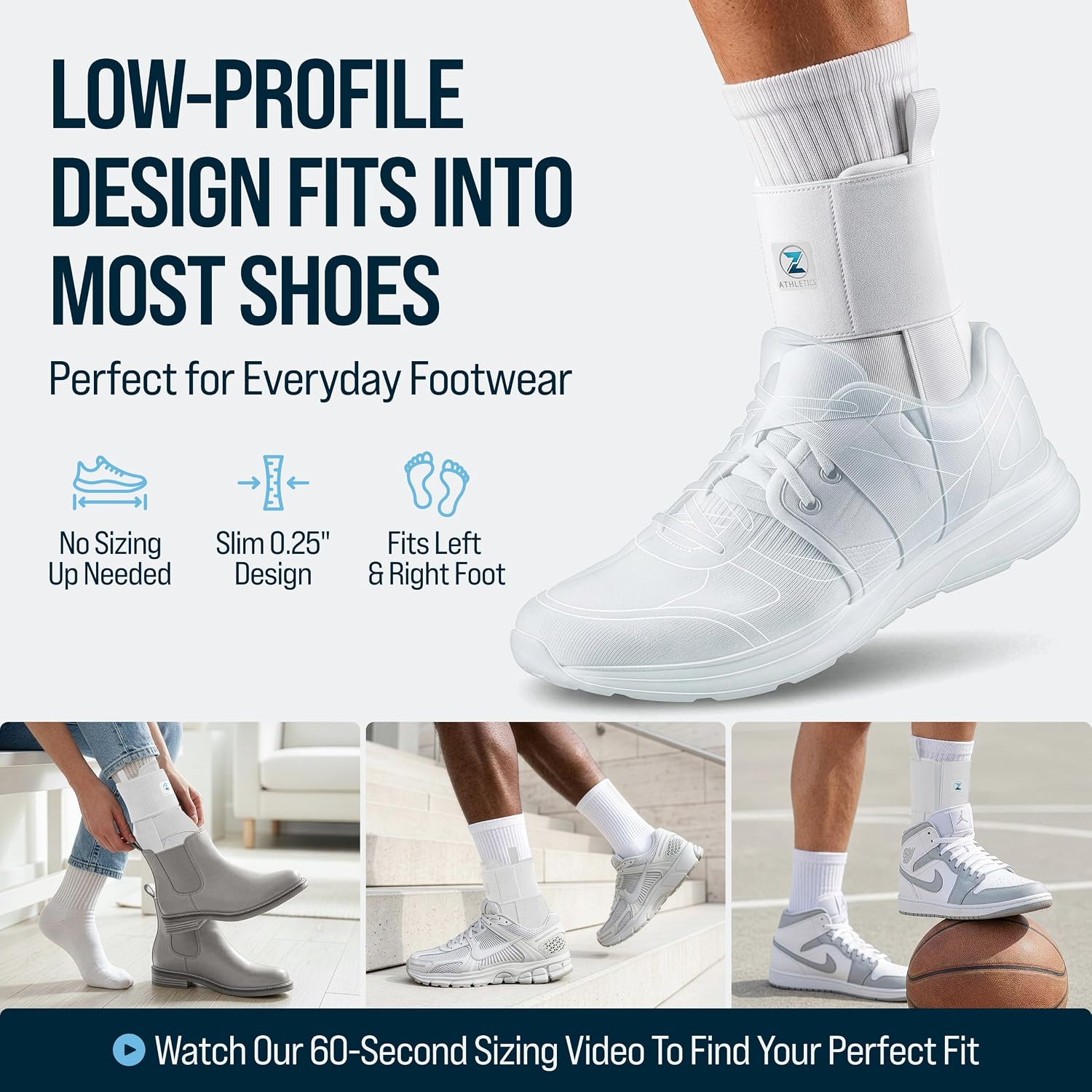 Reinforced Lace Up Ankle Brace for Men & Women, Sprained Ankle Support | Basketball, volleyball, and running, Fits inside shoes, Achilles tendonitis support, Either foot, Hand washable - Image 3