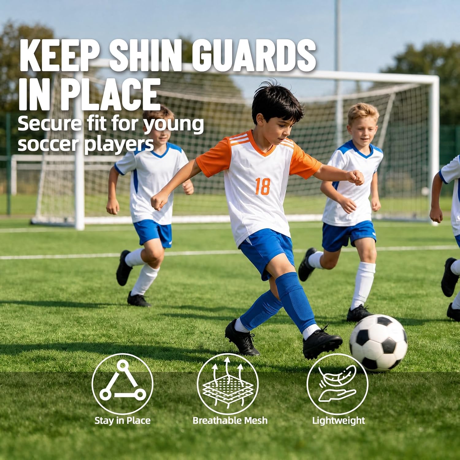 Shin Guard Sleeves 2 Pairs, Soccer Sleeves for Kids & Youth Ages 3-15 - Image 6