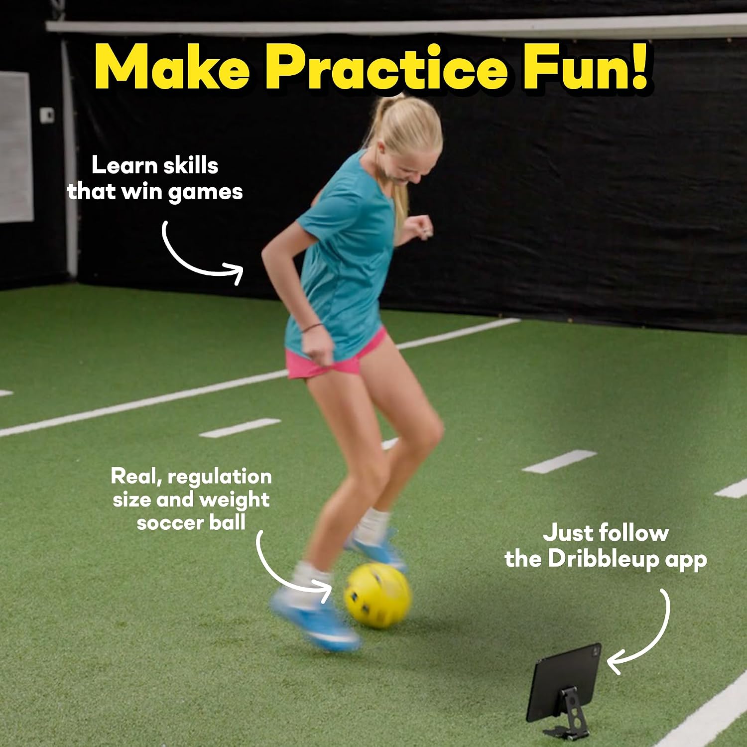 DribbleUp Smart Soccer Ball Starter Pack – Interactive App Coach | At-Home Soccer Training System, Popular Soccer Gift, App-Based Virtual Coach, Real-Time Feedback, Match-Quality - Image 2
