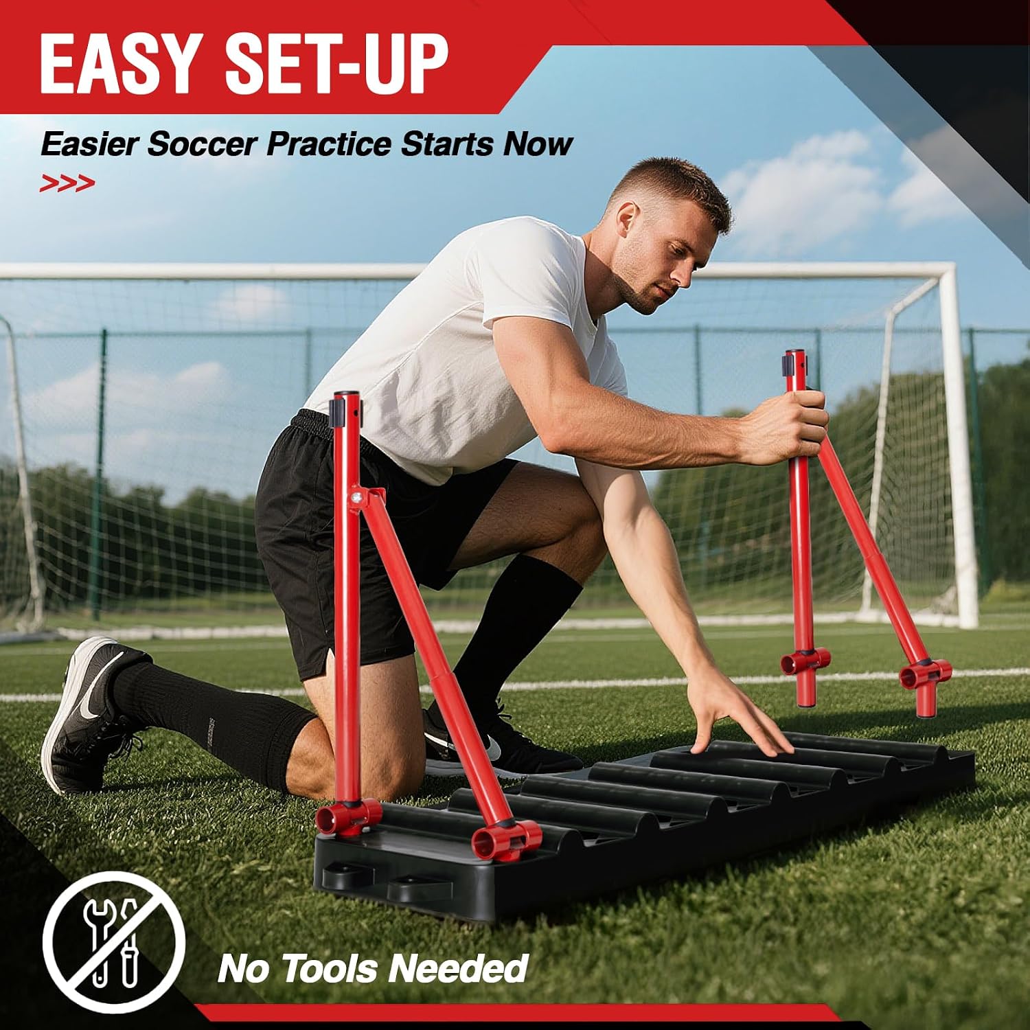 ZEALFEEL Soccer Rebounder Board, 6-in-1 Dual Surface, 3 Adjustable Angles | Portable Kick Back Wall for Passing, Control & Reflex Training, Designed for Solo Practice at Home or Outdoors - Image 4