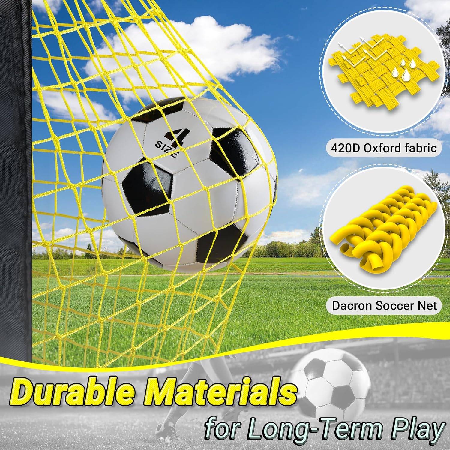 Happy Jump Portable Soccer Goal 7x5 & 5x3.6 FT, Large-Frame Training Net | Great for Kids Ages 6-14 Skill Development, Ideal for Backyard Park School Beach Indoor Outdoor, Easy Fold Durable Dacron Net - Image 7