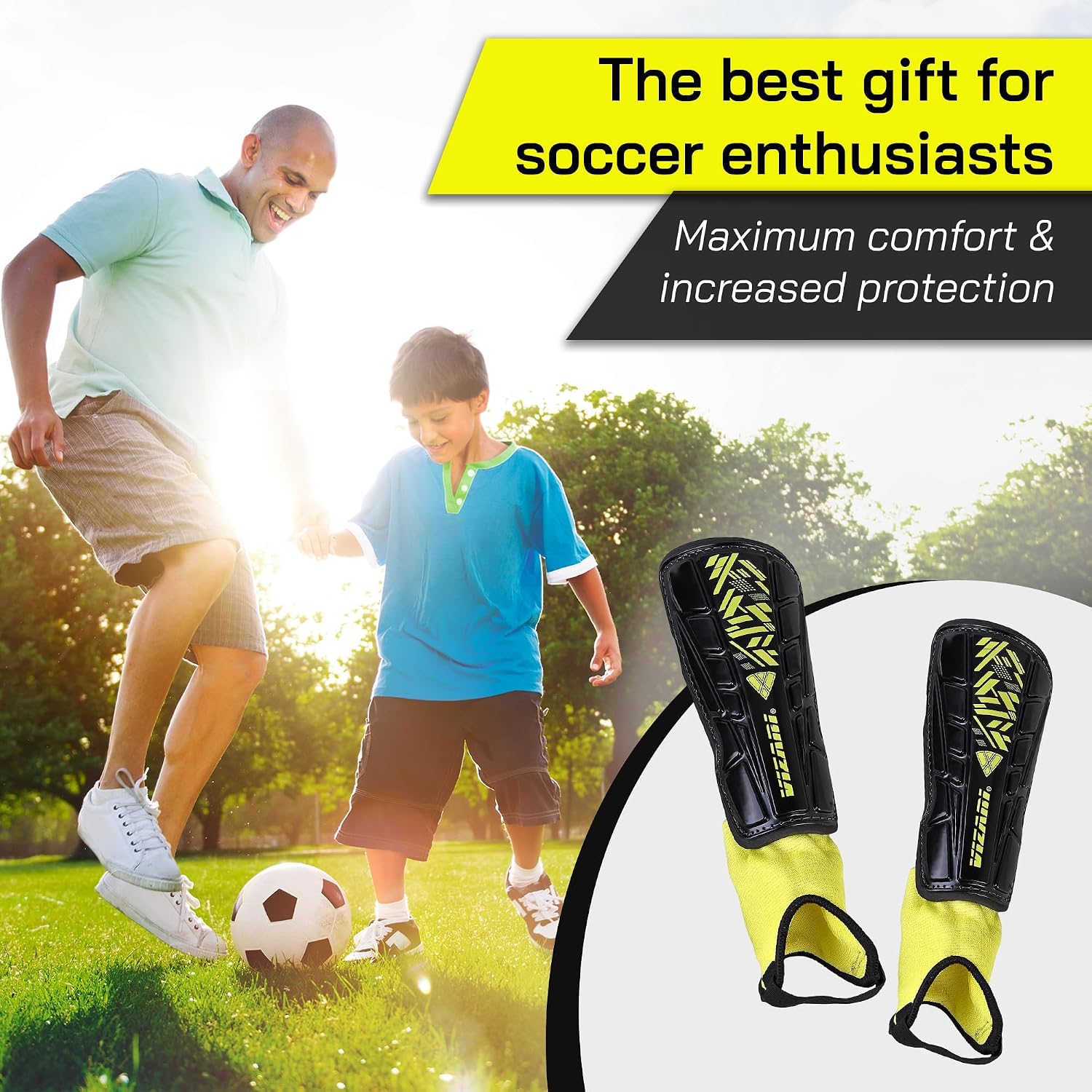 Vizari Malaga Soccer Shin Guards for Kids | Soccer Gear for Boys Girls | Protective Soccer Equipment | Adjustable Straps - Image 6