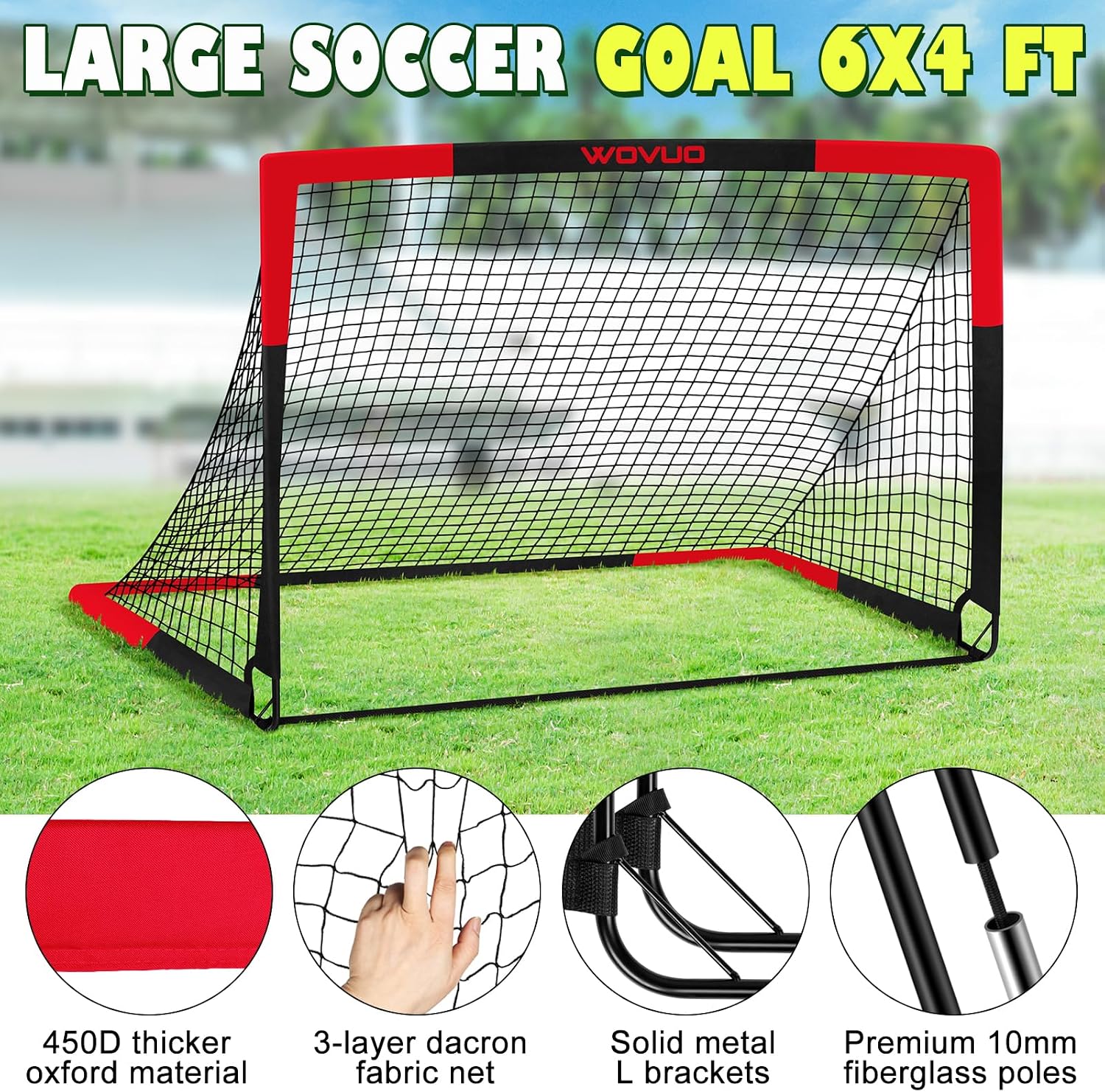 Kids Soccer Goals for Backyard Set of 2, 6x4 ft Portable Toddler Soccer Goal Training Equipment with Soccer Target, Ball, Cones, Soccer Net for Kids Age 3-5 6-8 8-12 10-12-14 Outdoor Sports Games Gift - Image 3