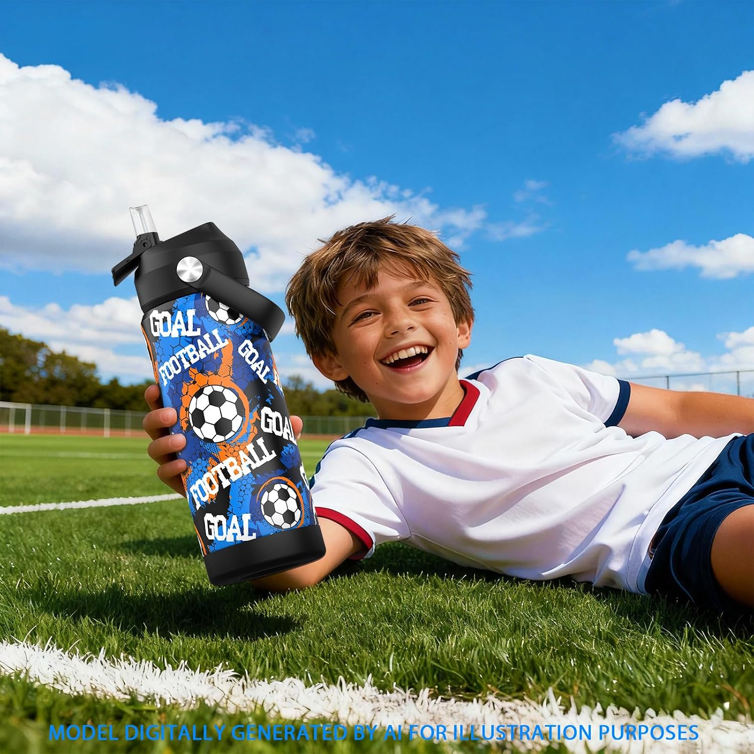 Boys Soccer Water Bottle for School,Kids 18 oz Insulated Stainless Steel Cup with Straw, Double-Wall Vacuum Leakproof - Image 7
