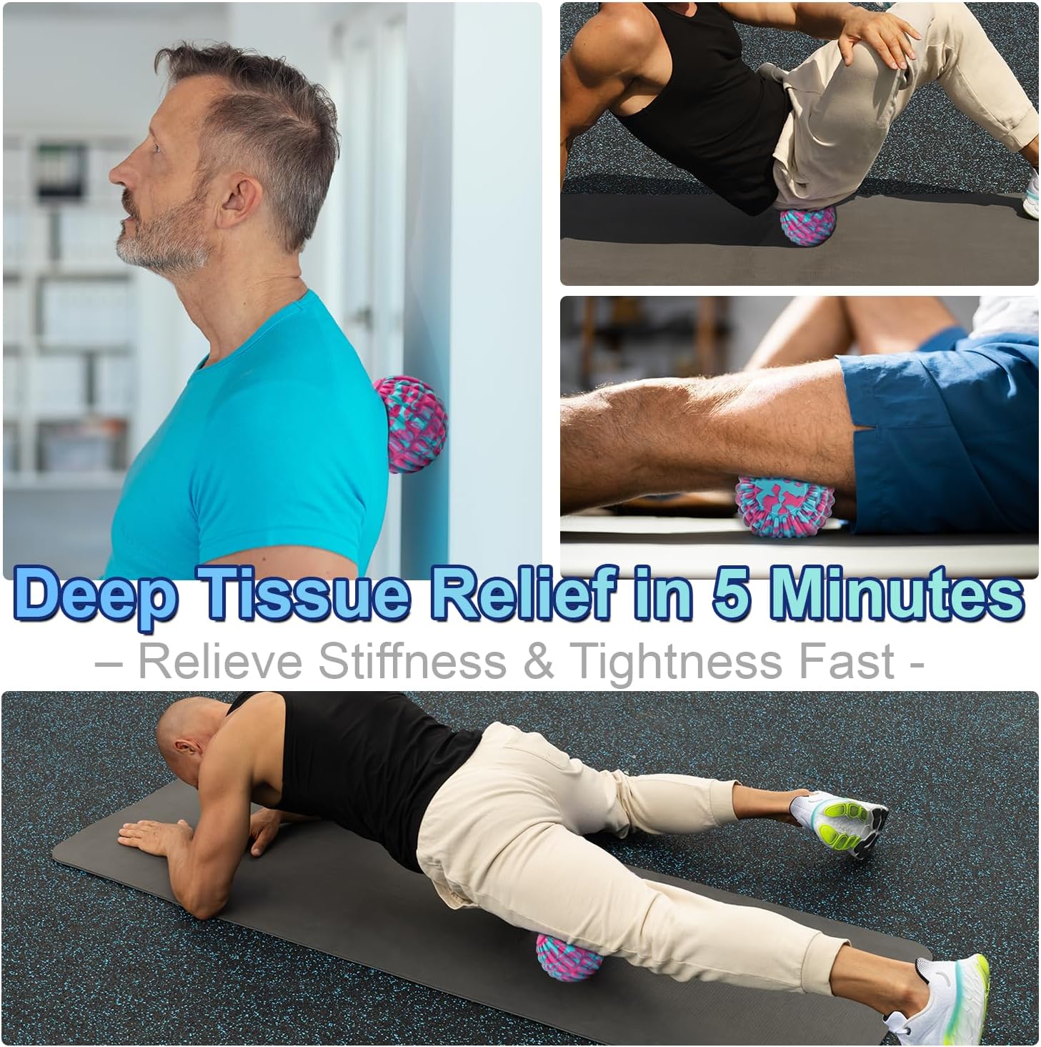 Deep Tissue Massage Ball for Exercise & Recovery - SGS Certification - Targets Back, Shoulder, Legs&Feet - Relieves Muscle Knots, Joint Pain&Tightness, Pressure Point Therapy- Myofascial Release Ball - Image 6