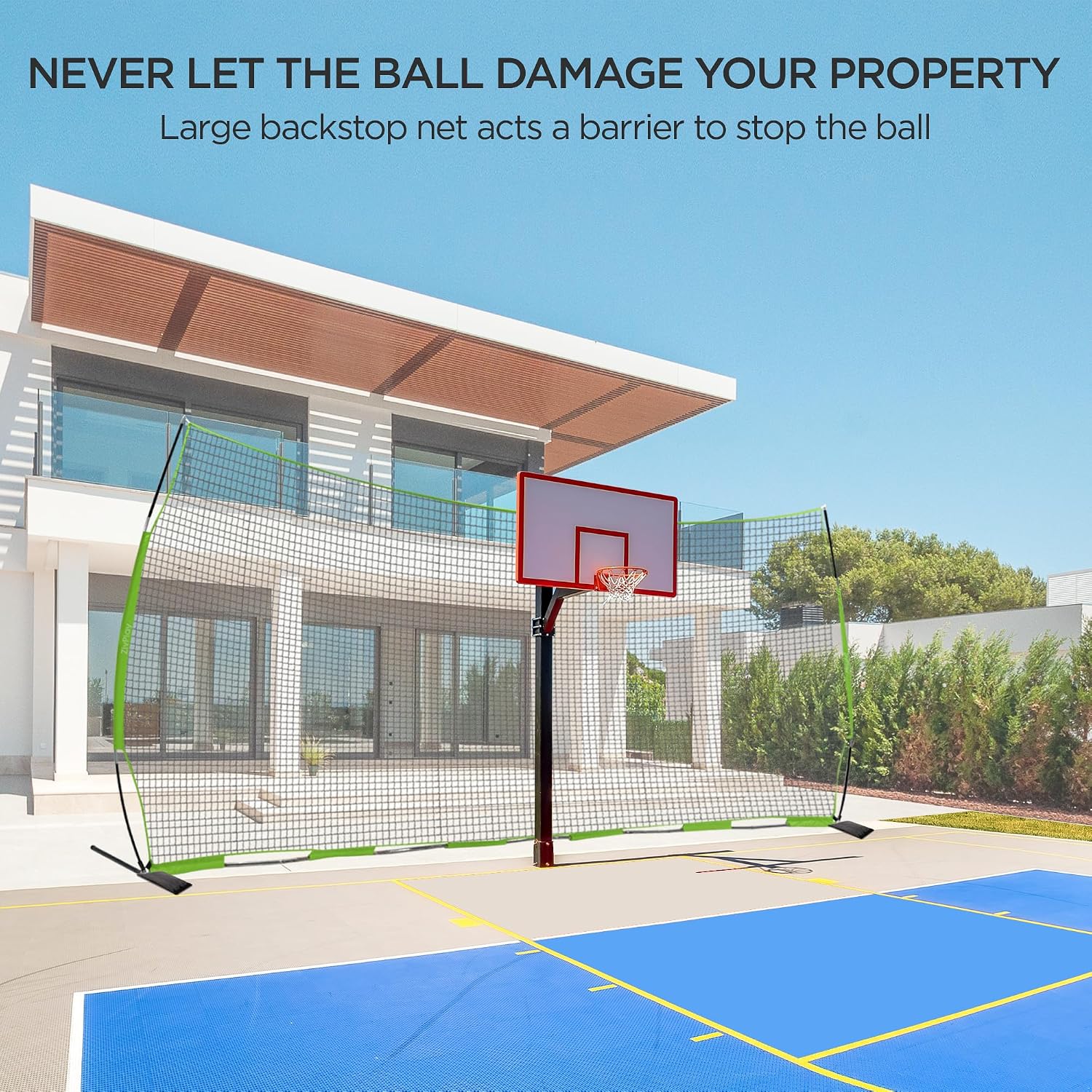 Lacrosse Backstop Net for Backyard Basketball Net Catcher Backstop Net | Portable Multisport Barricade Net Includes Carry Bag 2 Sand Bags 4 Ground Stakes Easy Setup - Image 7