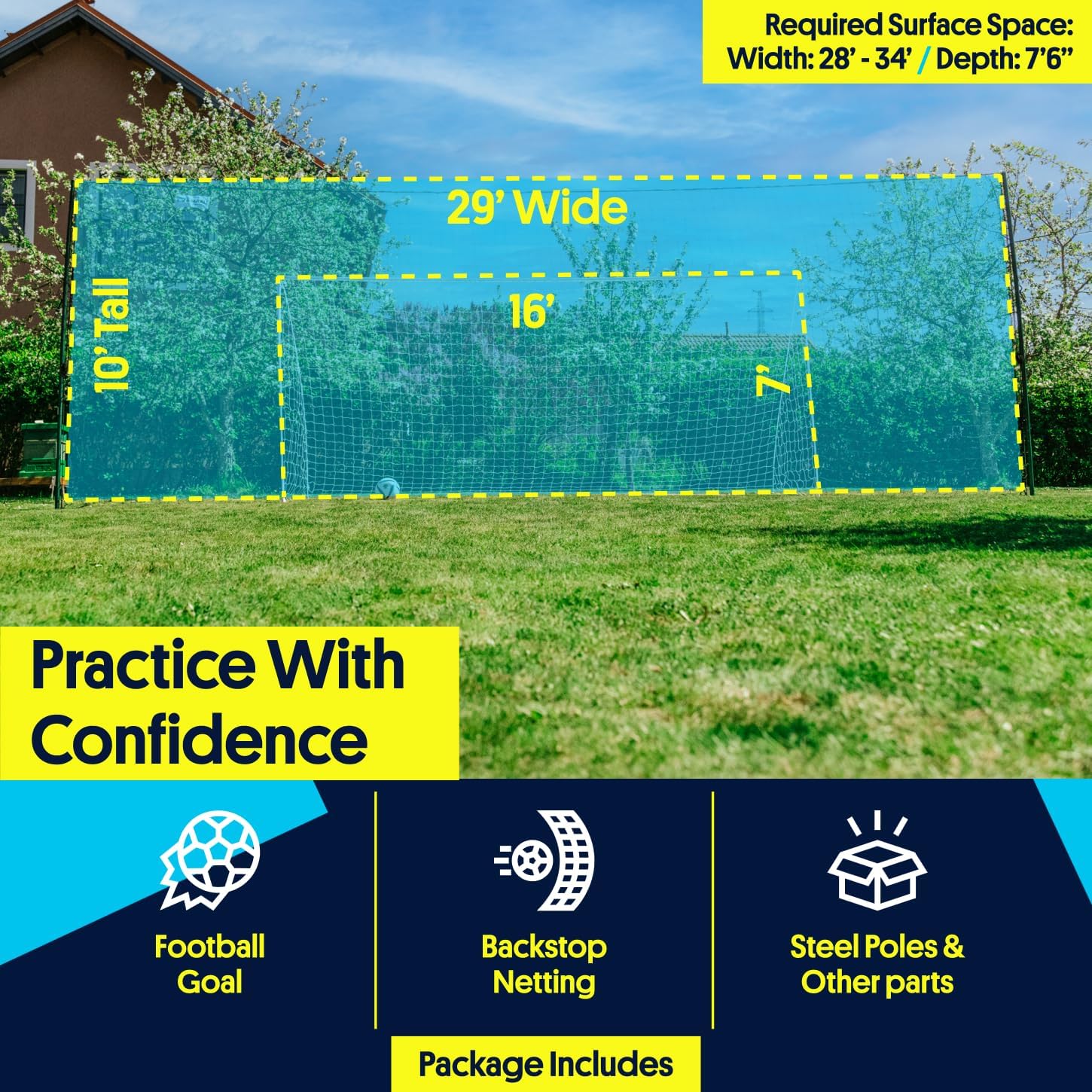 Open Goaaal Soccer Goal, Rebounder and Backstop Net | All-in-one backyard system; continuous shooting practice and missed-shot protection - Image 3