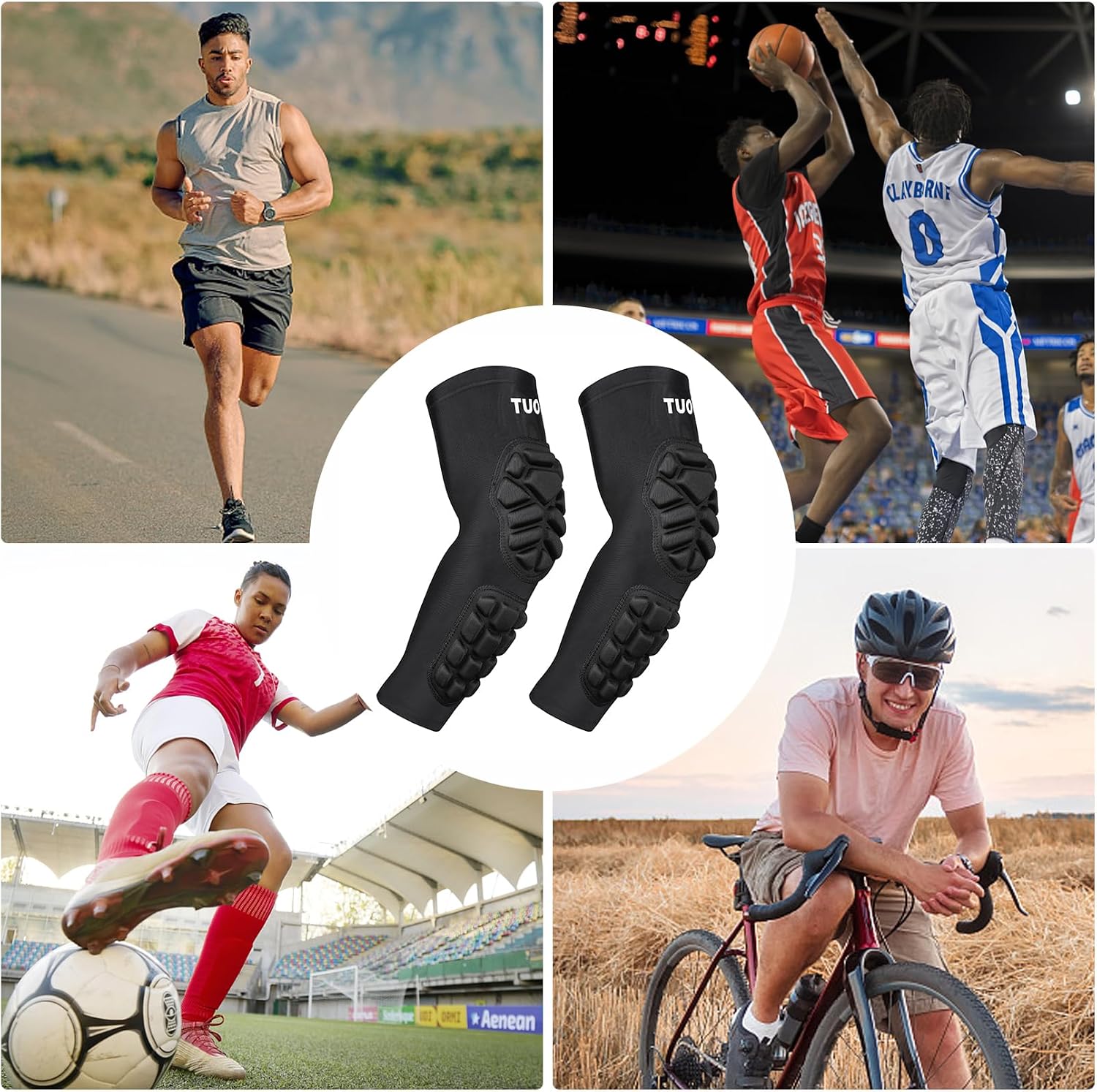 Padded Arm Sleeves Elbow Forearm Crashproof Pads Protection for Football Basketball Volleyball Soccer 2 Pack - Image 6