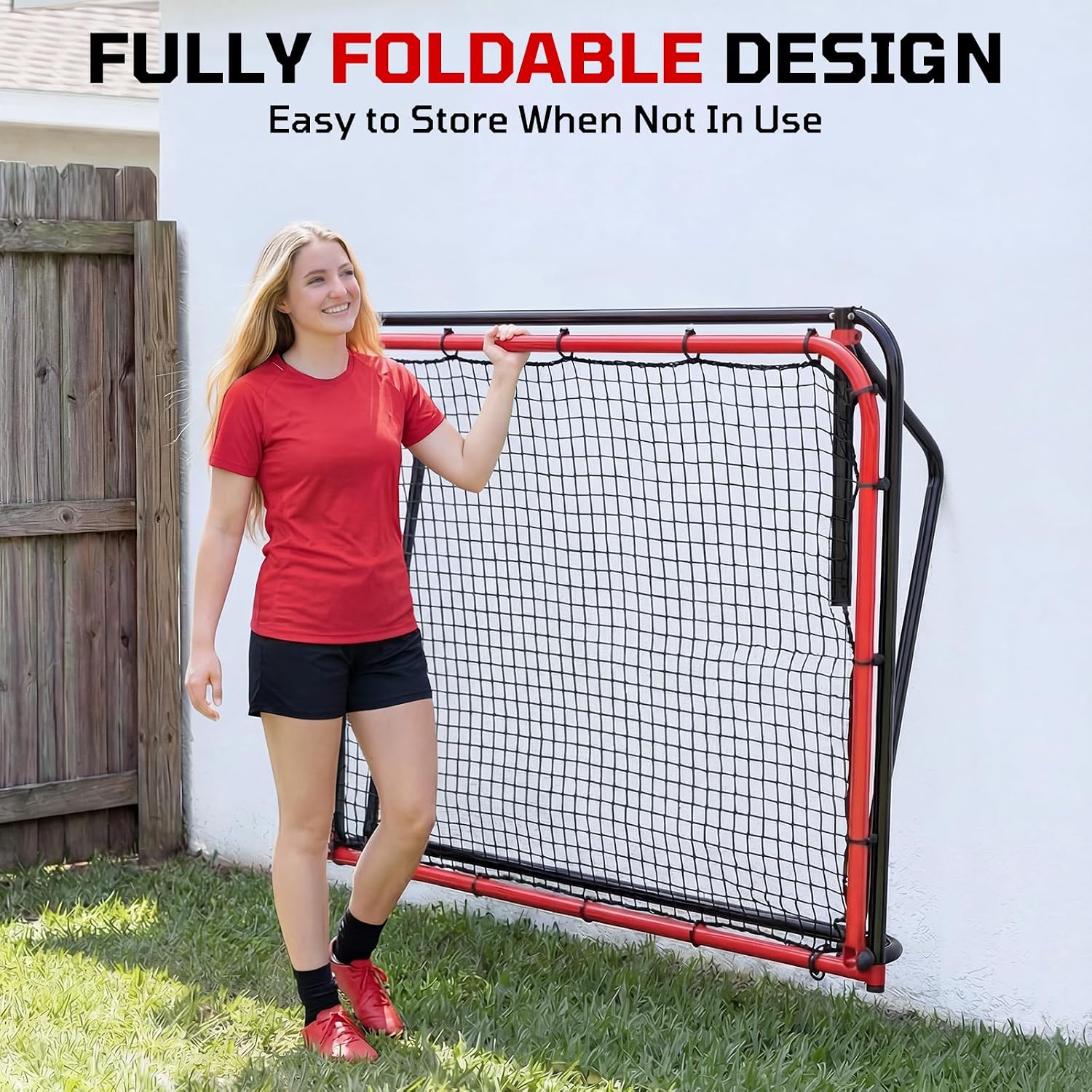 6 x 4 FT Soccer Goal for Backyard, 2-in-1 Metal Soccer Goal with Angle Adjustable Rebounder Net, Heavy-Duty Steel Frame, Includes Agility Ladder & Cones, Soccer Training Equipment for Teens - Image 10
