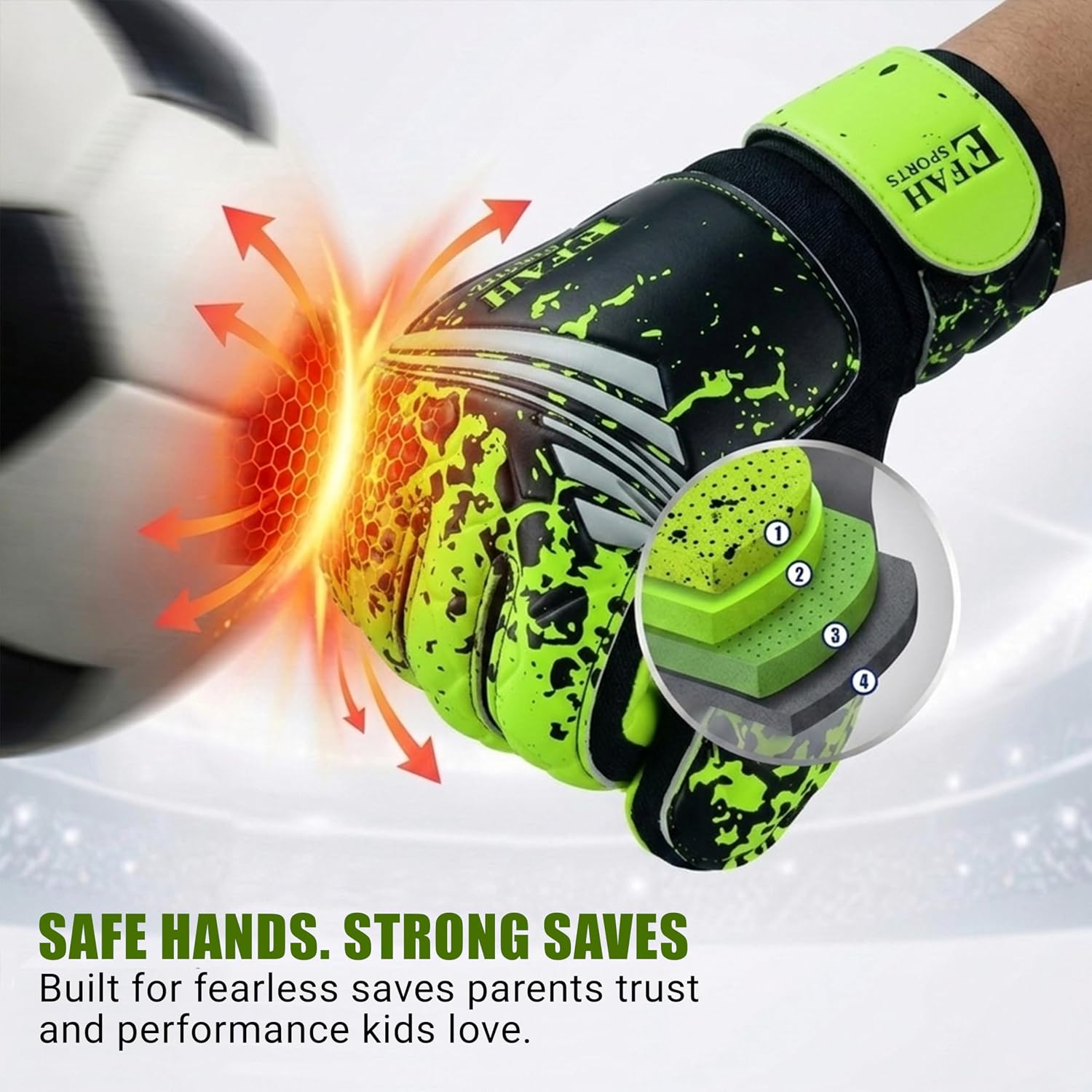 Soccer Goalie Goalkeeper Gloves for Kids Boys Children Youth | Strong Grip Latex Palm - Image 5