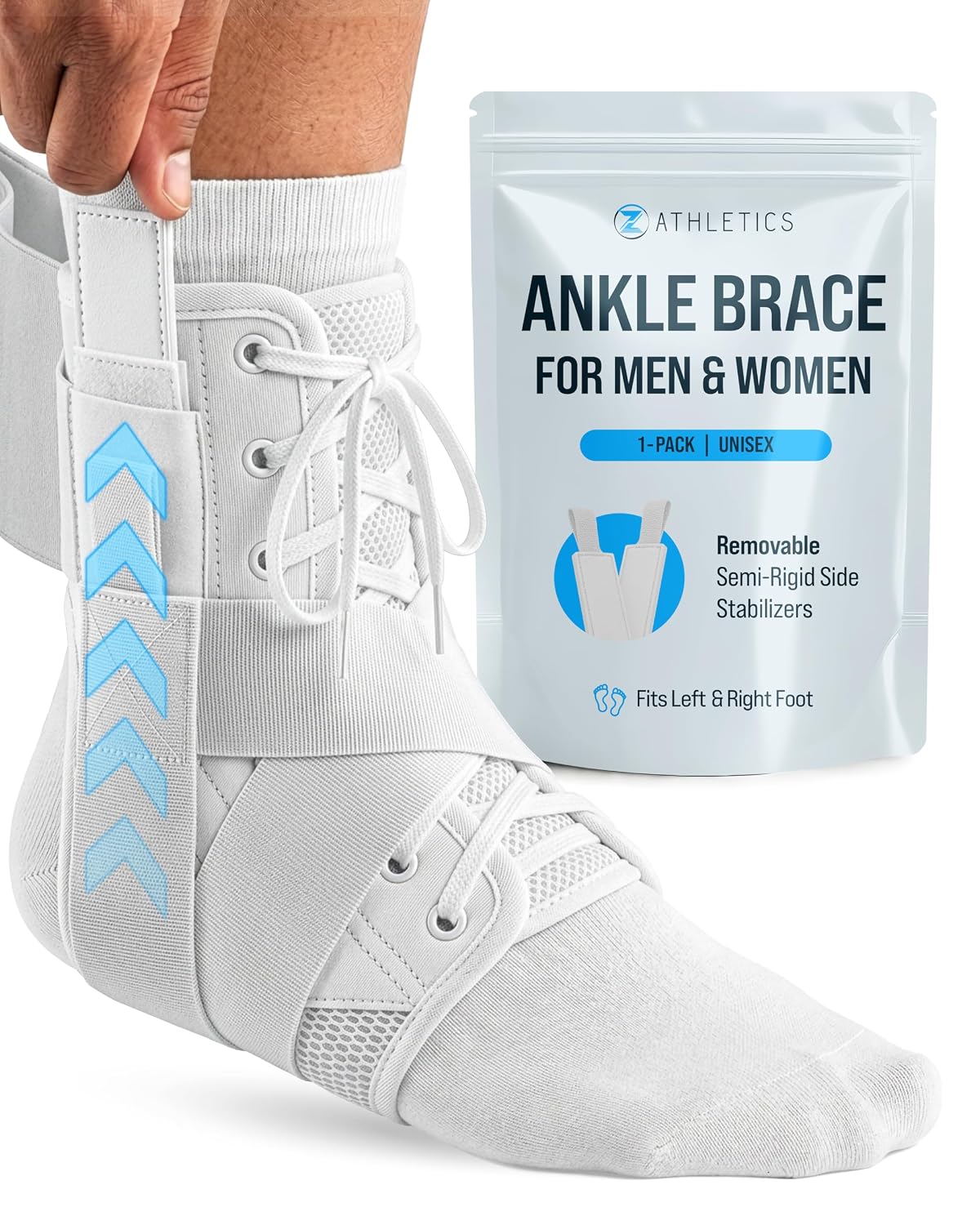 Reinforced Lace Up Ankle Brace for Men & Women, Sprained Ankle Support | Basketball, volleyball, and running, Fits inside shoes, Achilles tendonitis support, Either foot, Hand washable