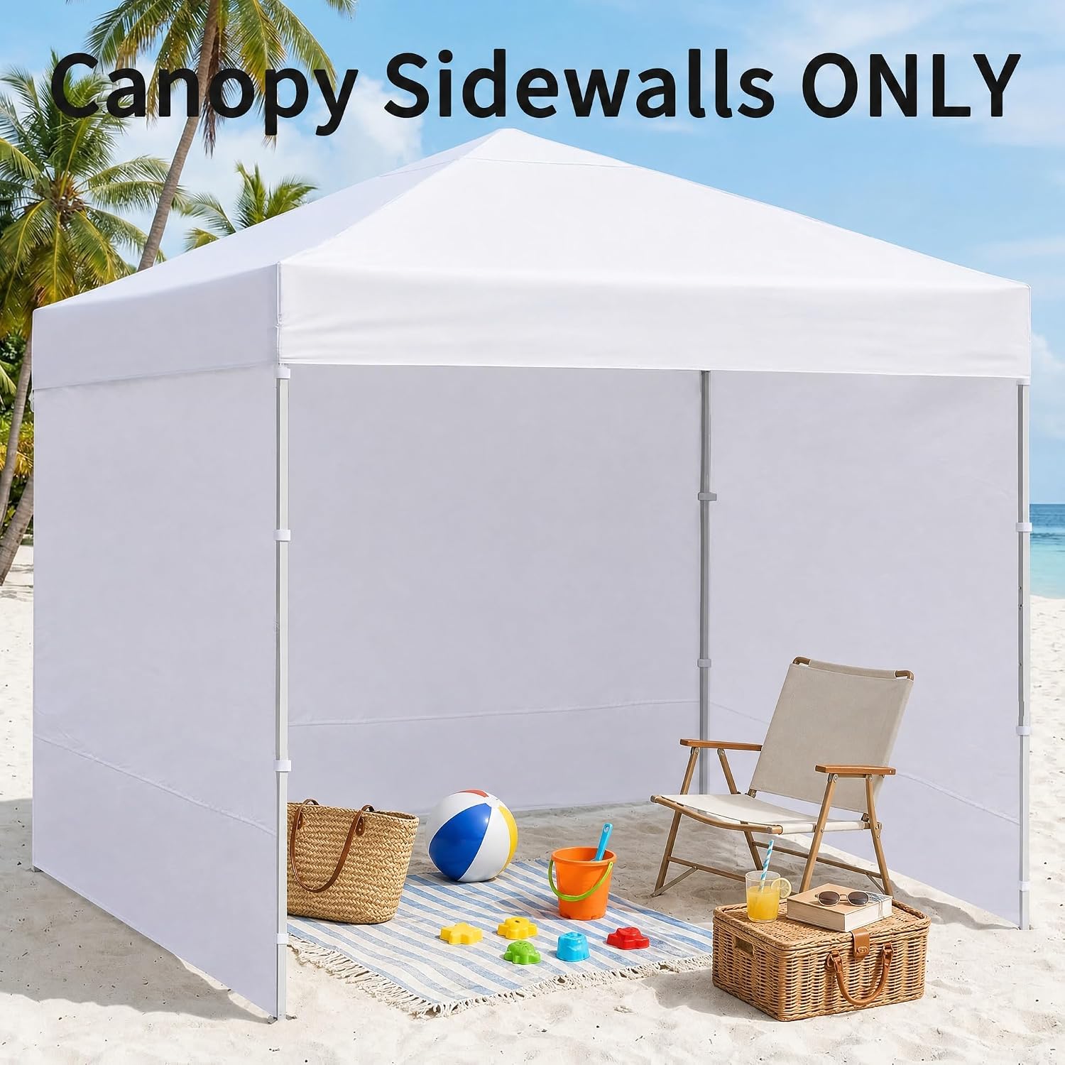 10 x 10 Canopy Sidewalls, 4 Pack Pop Up Canopy Walls, White | Sidewalls Only, Fits 10x10 Straight Leg Frames, 300D Oxford Fabric, Zipper Connections, Hook & Loop Straps - Image 5