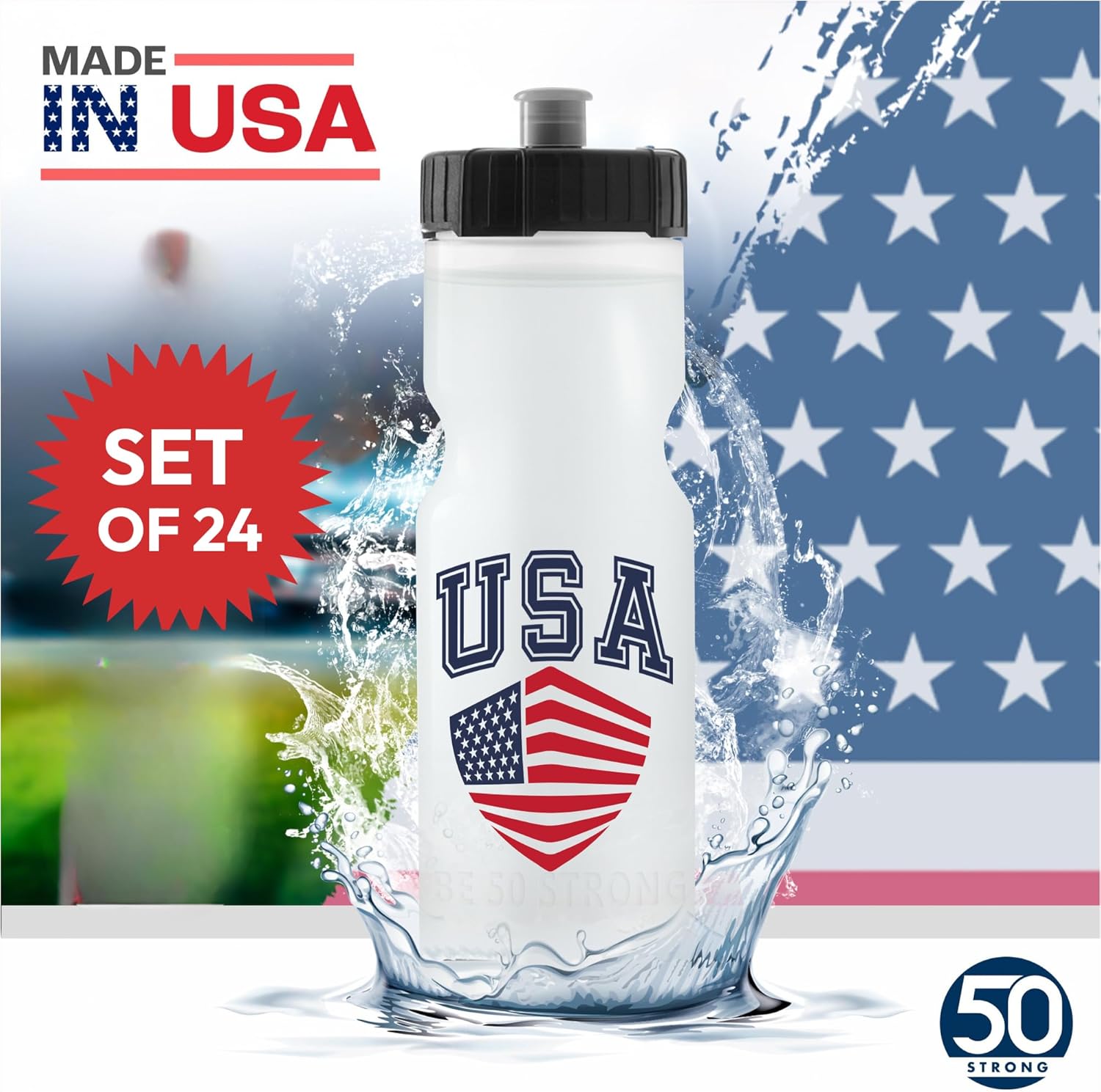 50 Strong | Custom Water Bottles, 24-Pack, 22 oz, Personalized, Logo Ready - Image 7