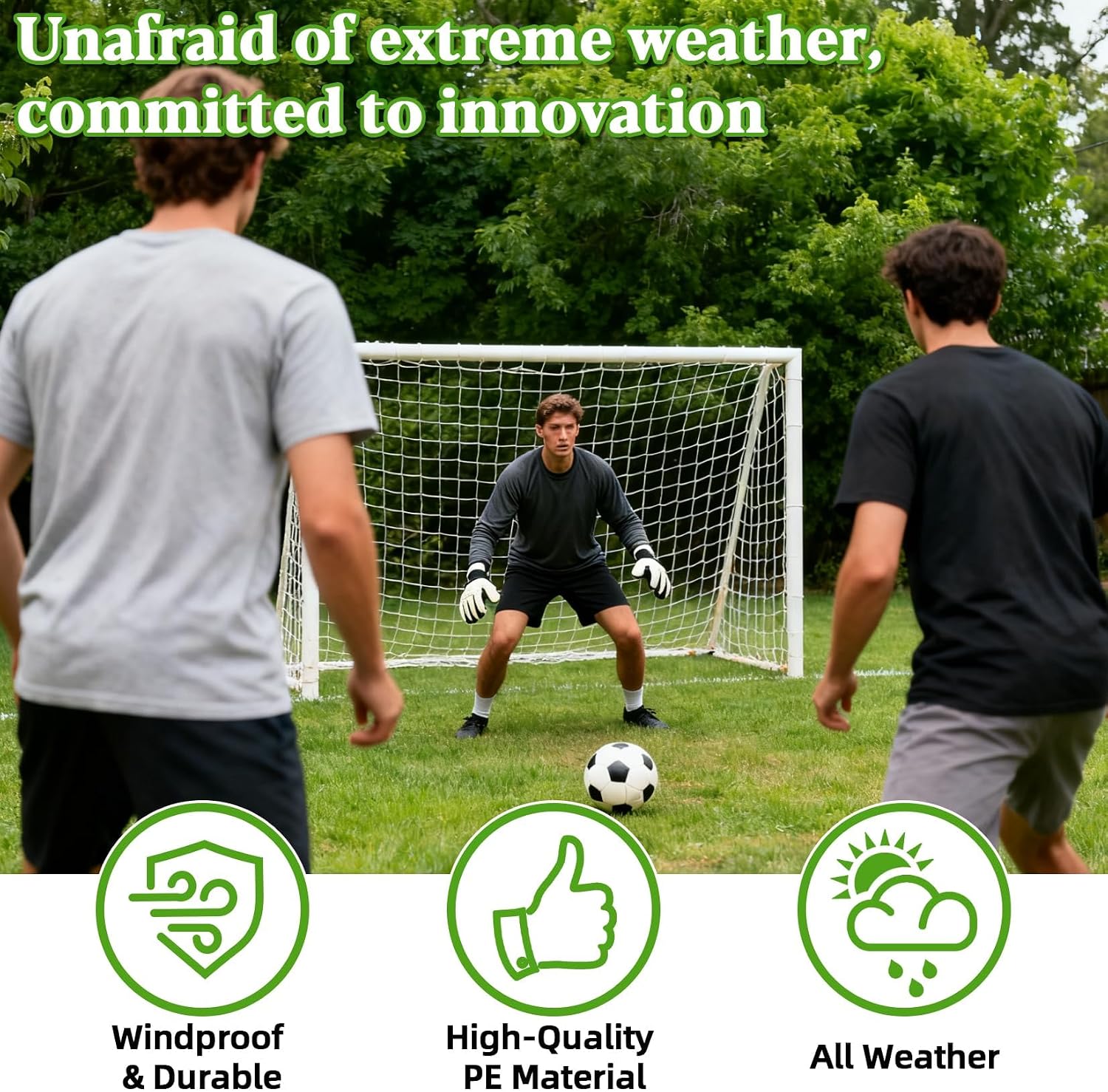 RAINFLOW Soccer Goal Net Replacement - 12x6 Ft Football Net for Youth Adult | Kids Football Training Sports ,Economy Replacement Soccer Nets for Backyards, Schools, Beaches (Include 15 Adhesive Straps) - Image 6