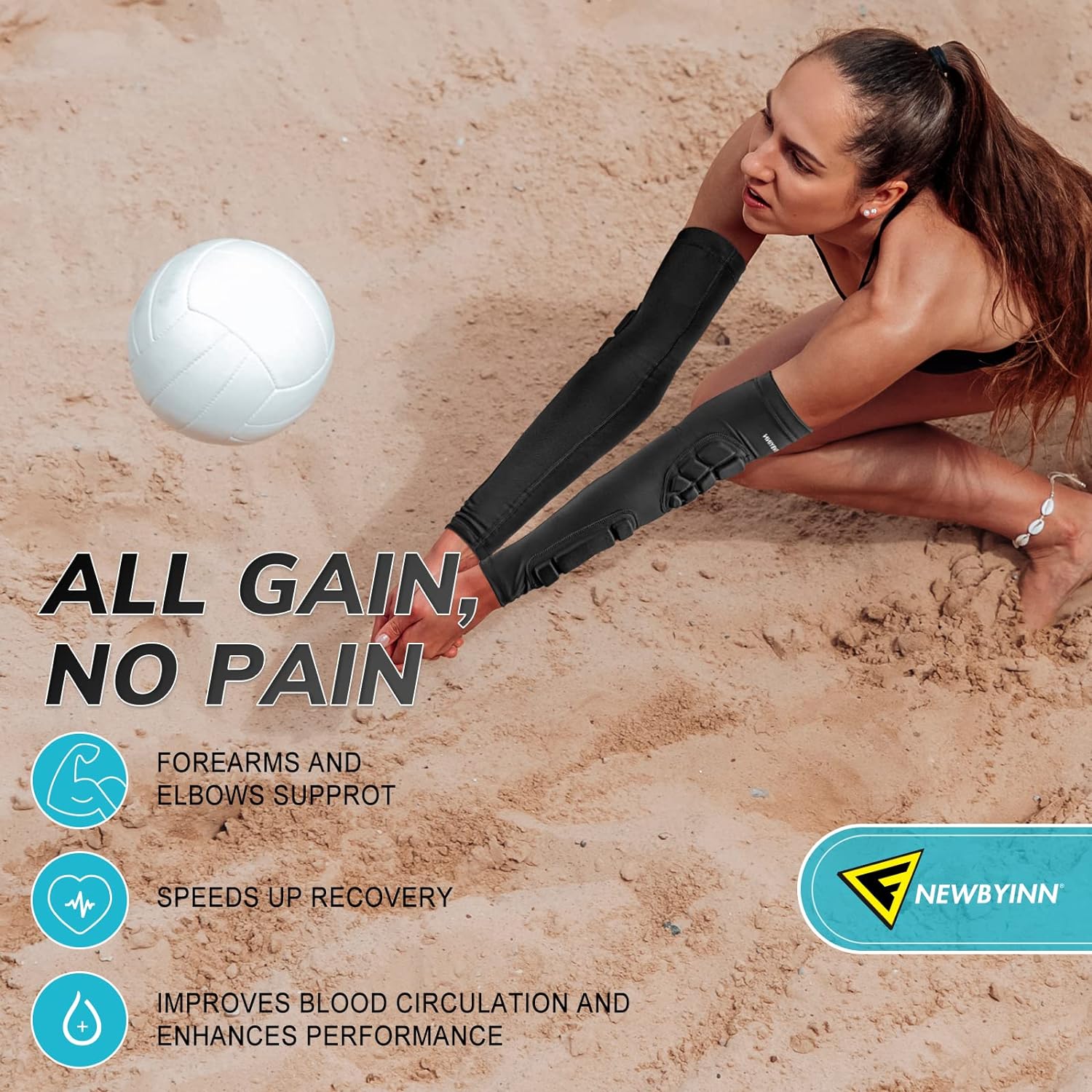 Padded Arm Sleeves 2 Pack, Elbow Forearm Crashproof Pads | for Football Basketball Volleyball Soccer - Image 4