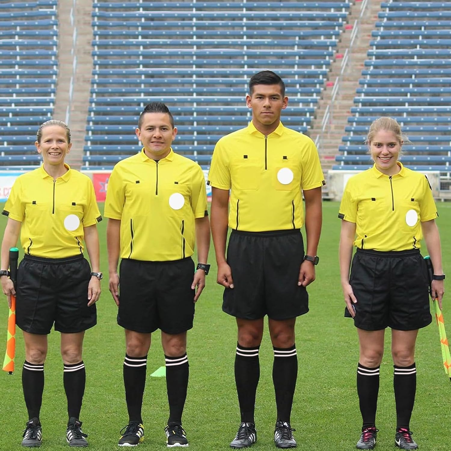 redgino Soccer Referee Kit Pro Soccer Referee Shirt Jersey,Ref Costume Shorts,Coach Whistle,Referee Socks, Linesman Flags and Cards Umpire Uniform Sport Accessory for Adult Teenager - Image 2