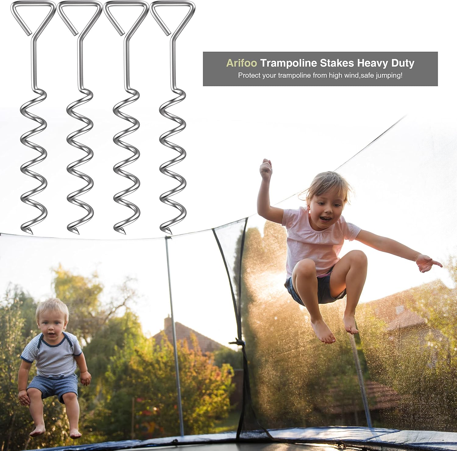 Trampoline Stakes Heavy Duty Strong and Galvanized Steel Corkscrew High Wind Anchor Kit for Trampoline Camping Tents Tie Down Anchors - Image 8