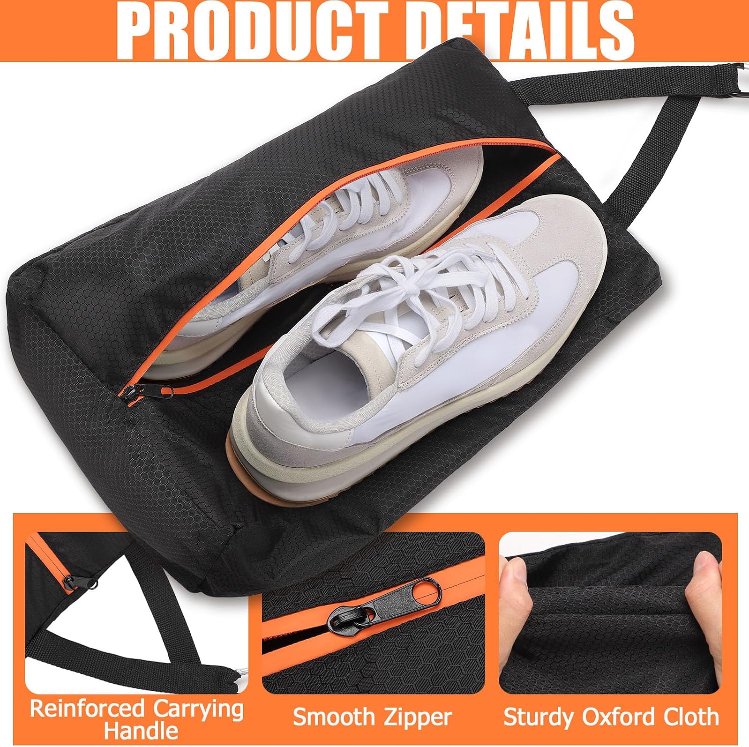 Golf Shoes Bag, Smell-Proof & Waterproof Cleat Bag for Travel | Keeps Dirty Shoes Off Clean Gear, With Smooth Zipper & Carry Handle, Fits Shoes Up to Size 14, Ideal for Golf, Soccer & Gym - Image 3