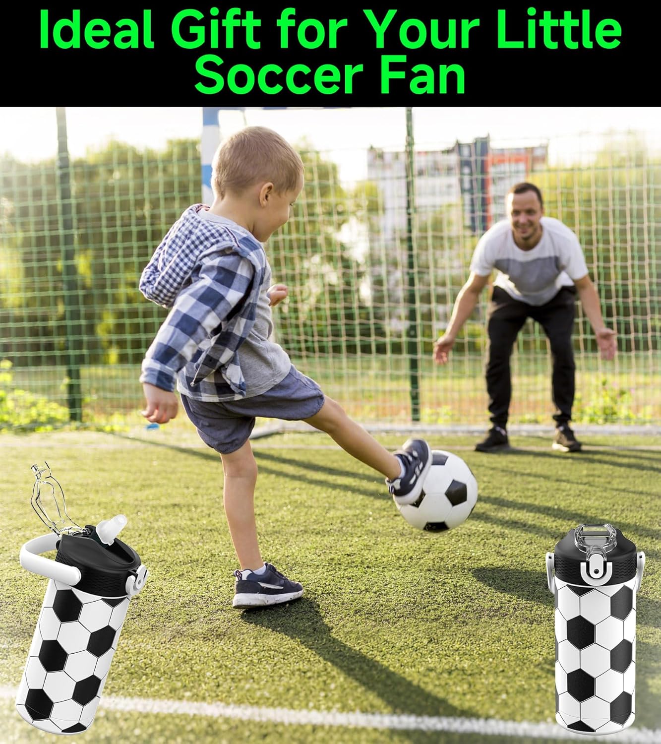 MYFOREST 14oz/400ml Insulated Kids Water Bottle, Odor-free Liner, 3D Touch | No Plastic Taste, Surgical Steel - No Chemical Leaching, Name Spot, Soft Sipper, Gift for Sports Fan, Soccer - Image 8