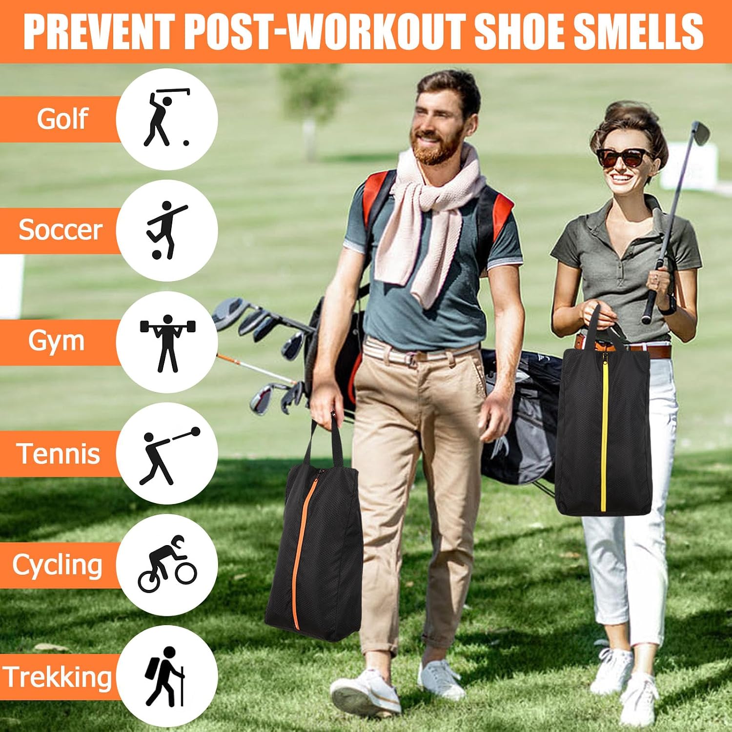 Golf Shoes Bag, Smell-Proof & Waterproof Cleat Bag for Travel | Keeps Dirty Shoes Off Clean Gear, With Smooth Zipper & Carry Handle, Fits Shoes Up to Size 14, Ideal for Golf, Soccer & Gym - Image 5