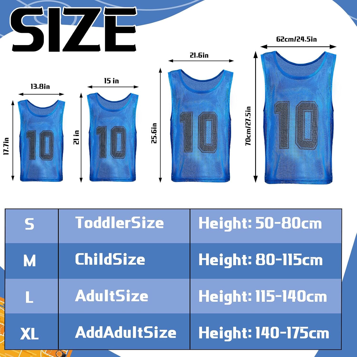 Hercicy 24 Pcs Youth Pinnies Soccer Pinnies Training Vest Adult Mesh Reversible Numbered Football Jersey - Image 4