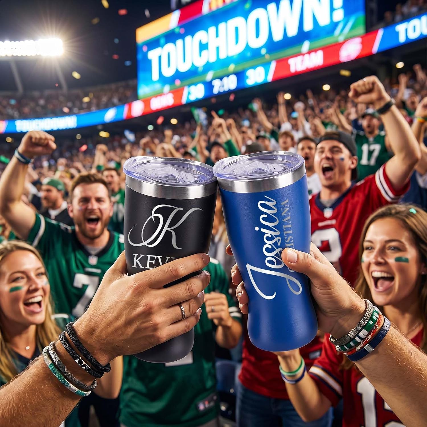 Personalized Insulated Coffee Tumbler with Text Name Team Number, 16oz Engraved Stainless Steel Soccer Fan Tumbler, Customized Birthday Beer & Spirits Gift for Men, Dad, Drinking Mug for Game Day - Image 9
