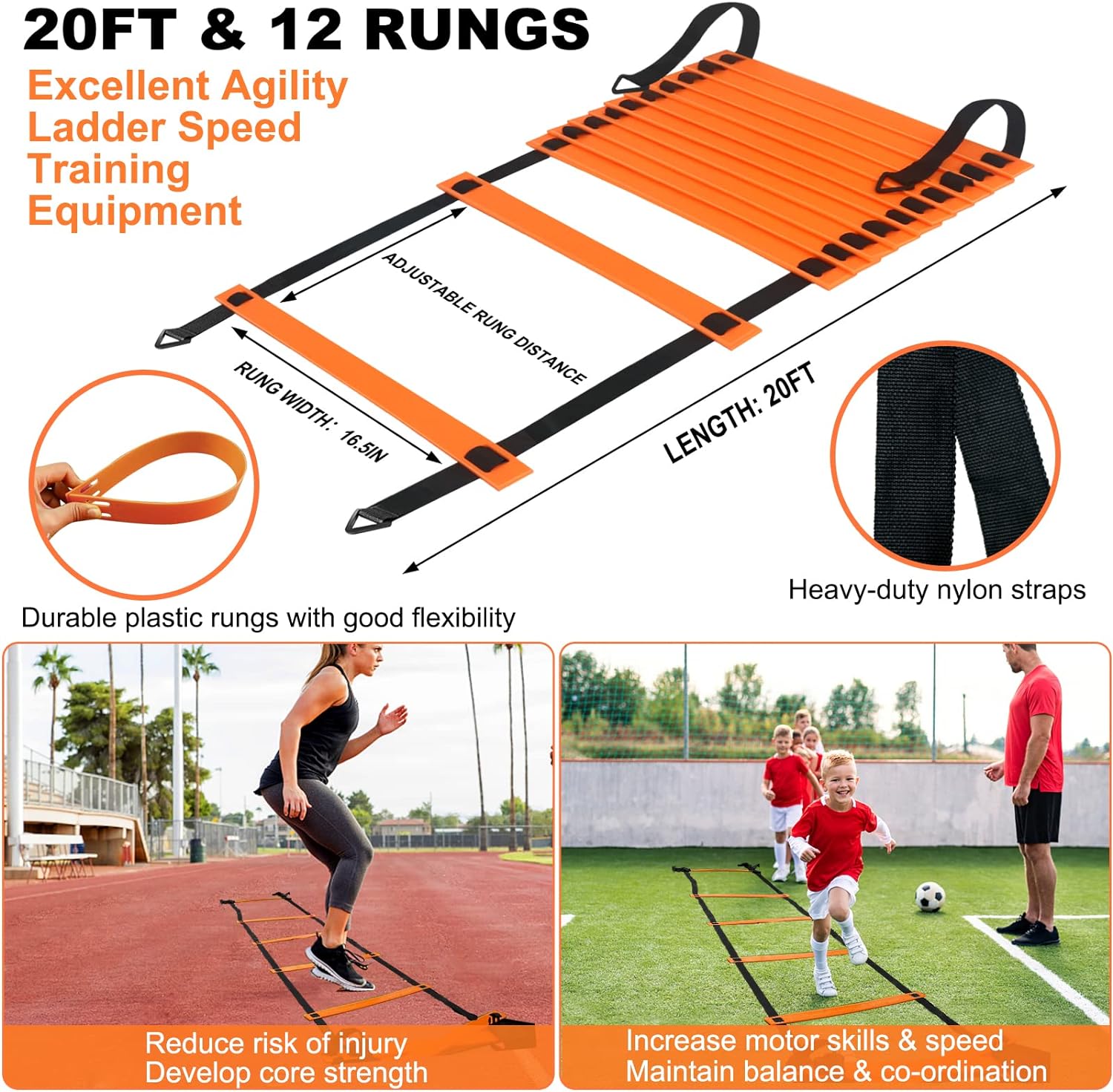 Kids Soccer Goals for Backyard, 2 of 6 x 4 ft Kids Soccer Goal Set Soccer Net with 10 Soccer Cones, Agility Ladder & Carry Bag, Portable Soccer Training Equipment. - Image 6