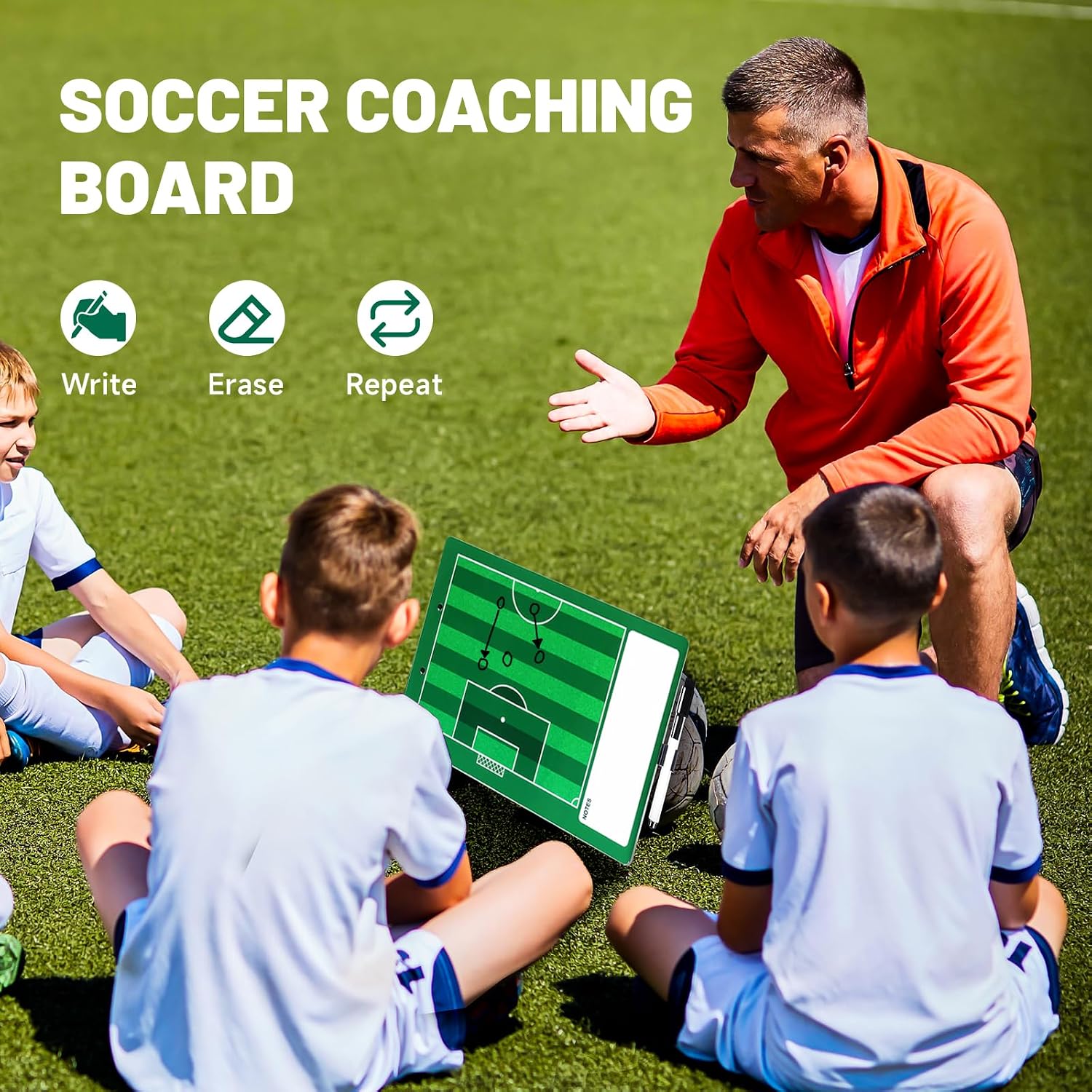 Dry Erase Coaches Clipboard, Waterproof Soccer Whiteboard for Coaches Double-Sided Soccer Clipboard for Coaches Writable and Erasable Coaching Board Dry Erase Coaching Board Dry Erase Clipboard Gift - Image 2