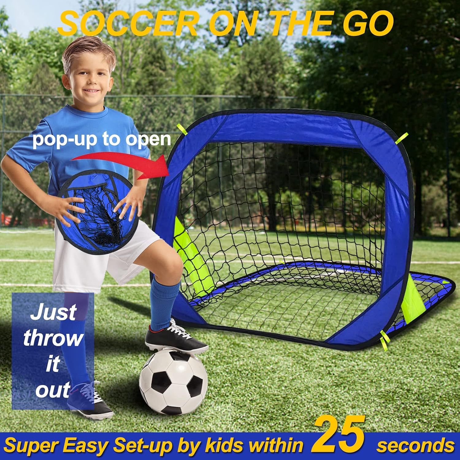 Pop Up Soccer Goals Nets for Backyard Beach Soccer Training Net Mini Portable Foldable Lightweight Indoor + Outdoor Football Goal with Carry Bag - Image 5