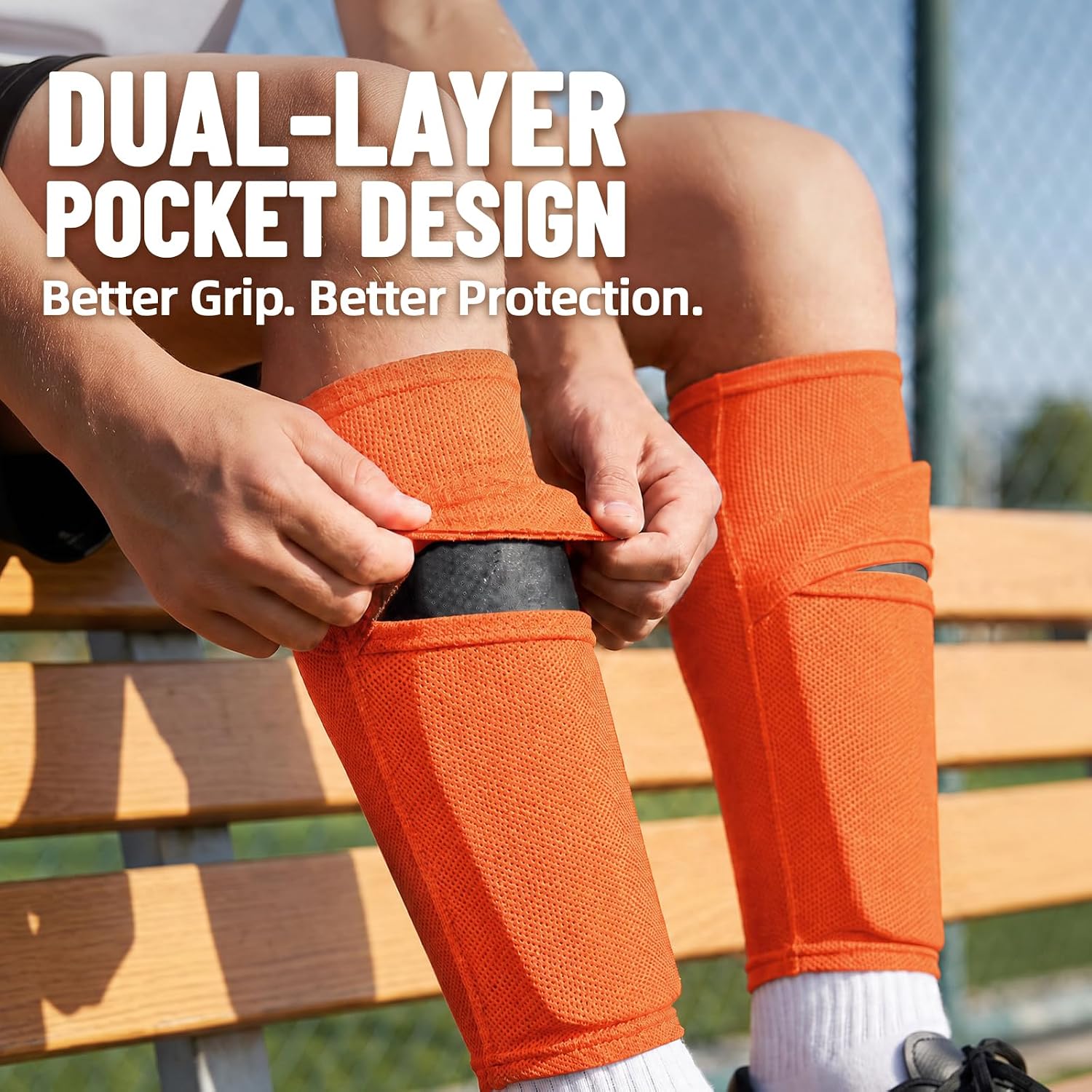 Shin Guard Sleeves 2 Pairs, Soccer Sleeves for Kids & Youth Ages 3-15 - Image 3