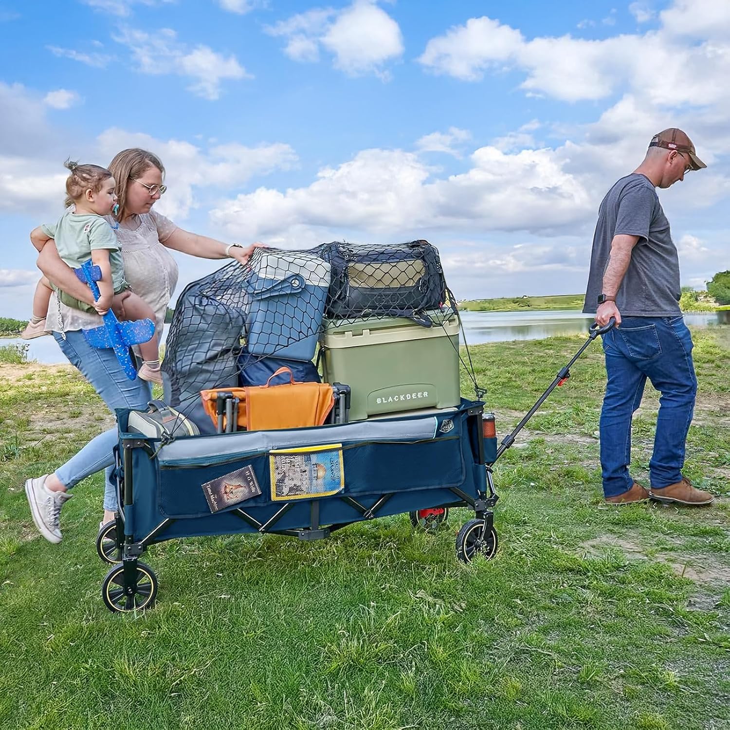 Timber Ridge 51.2'' Extended Collapsible Wagons Carts Foldable | 500LBS Heavy Duty Sports Wagon with Adjustable Handle, 400L Capacity Portable Cart for Camping Shopping - Image 3