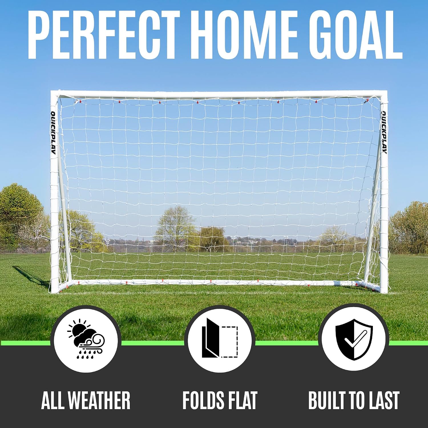 QUICKPLAY Q-Fold Soccer Goal | 30-Second Folding Design for Easy Setup | Portable & Weatherproof uPVC Soccer Goal for Backyard | Durable Post for Adults & Kids - Image 3