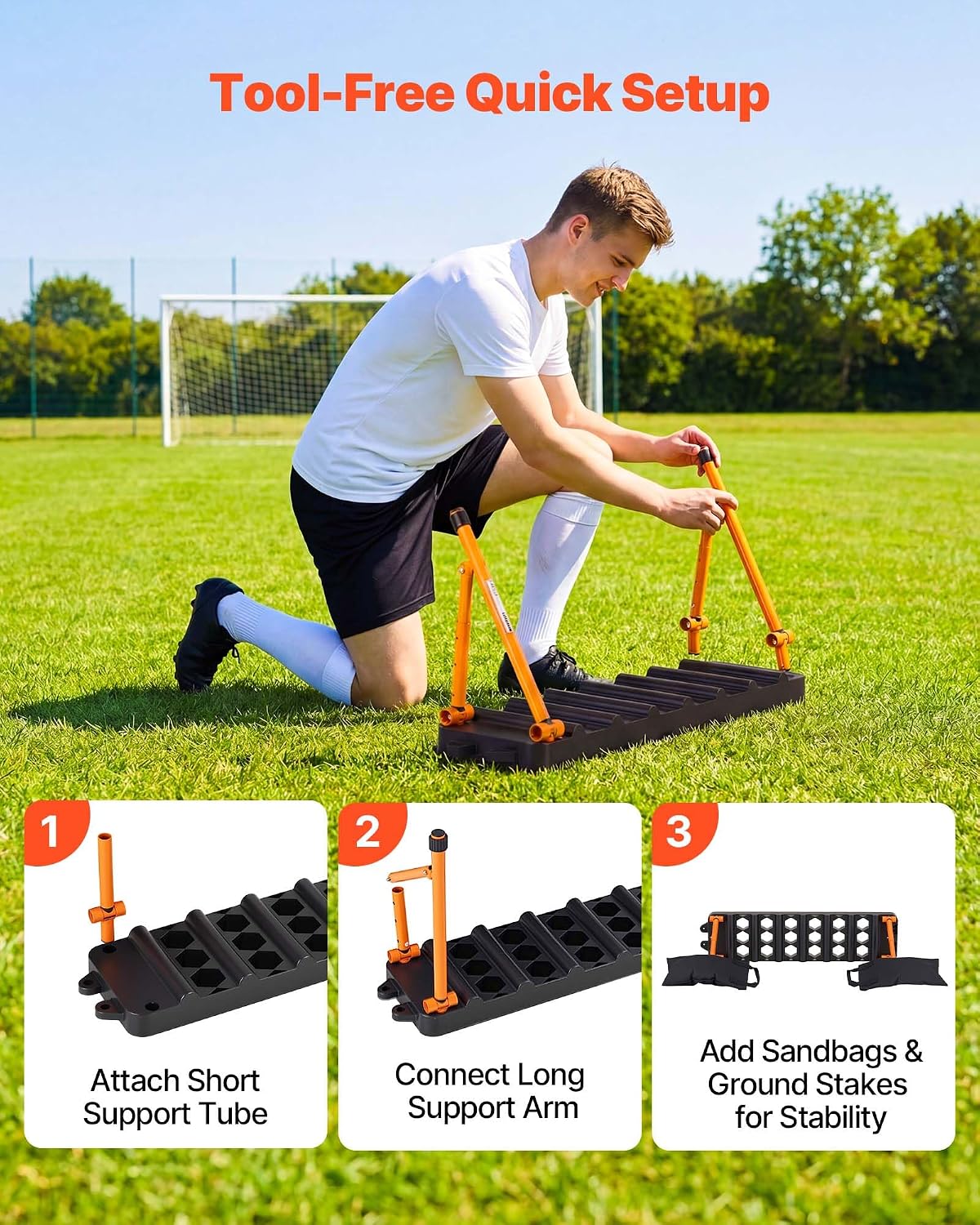 VEVOR Soccer Rebounder Board, Mult-Adjustable Angles Portable Soccer Rebound Wall, Foldable Kickback Board, Soccer Practice Equipment, Ideal for Kids & Adults Passing & Shooting Drills - Image 5