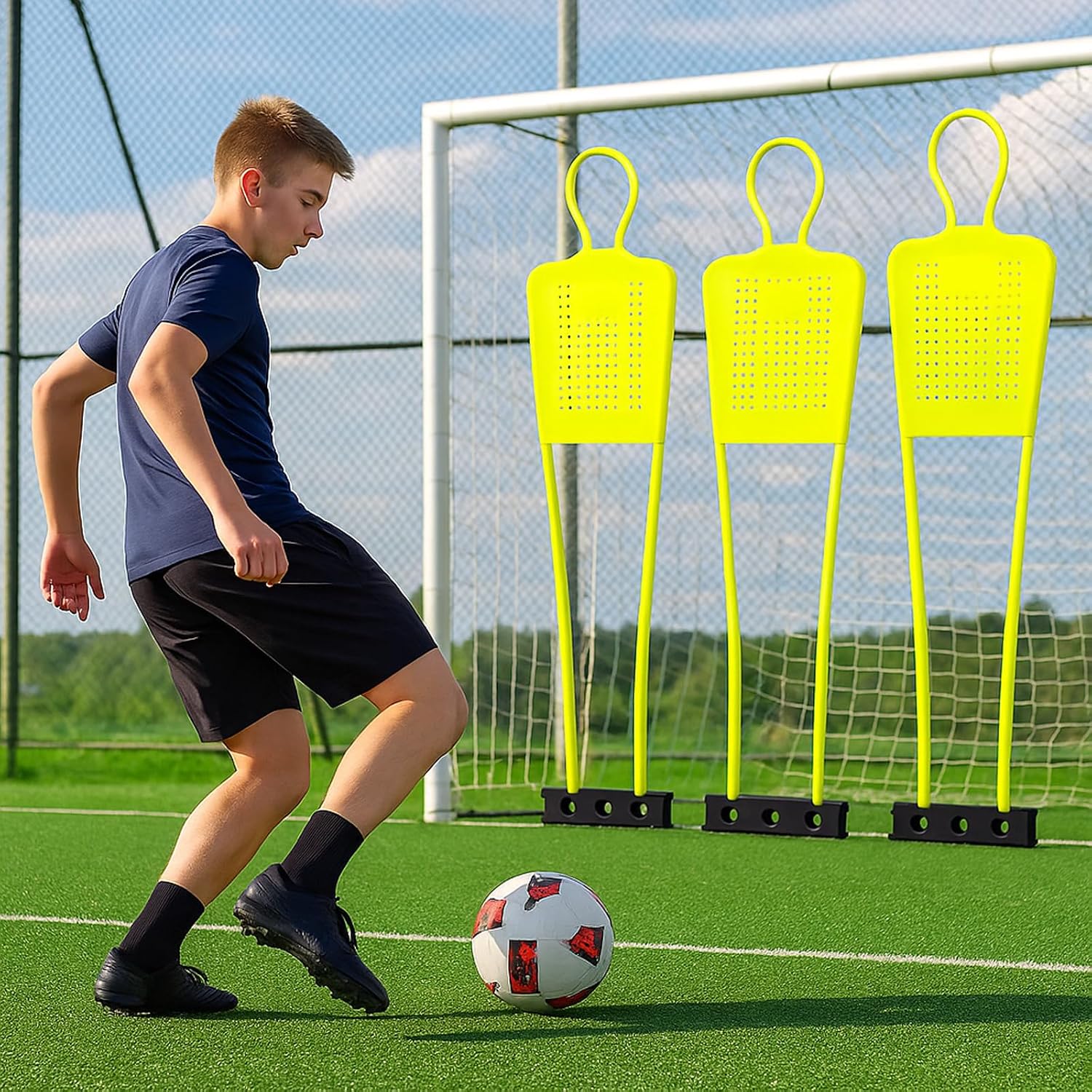 Soccer Mannequin for Training - 3 Pcs 65 Inch Soccer Dummies,Durable PVC Soccer Mannequins with Carry Bag, Soccer Free Kick Wall (Fluorescent Green) - Image 3