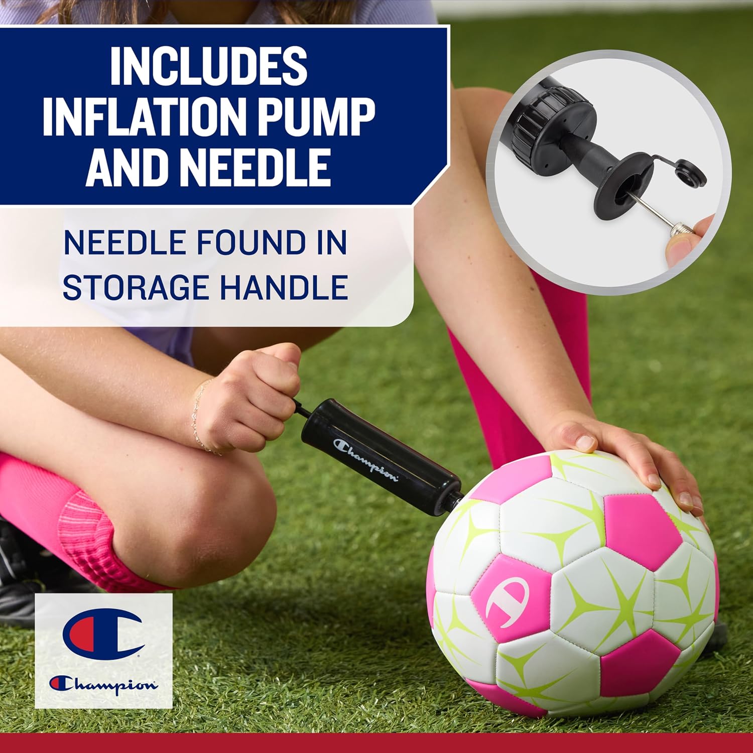 Champion Prodigy Soccer Ball with Pump | 32-Panel Matte Finish | Butyl Bladder | Indoor & Outdoor | Youth & Adult Training | 6" Pump Included - Image 8