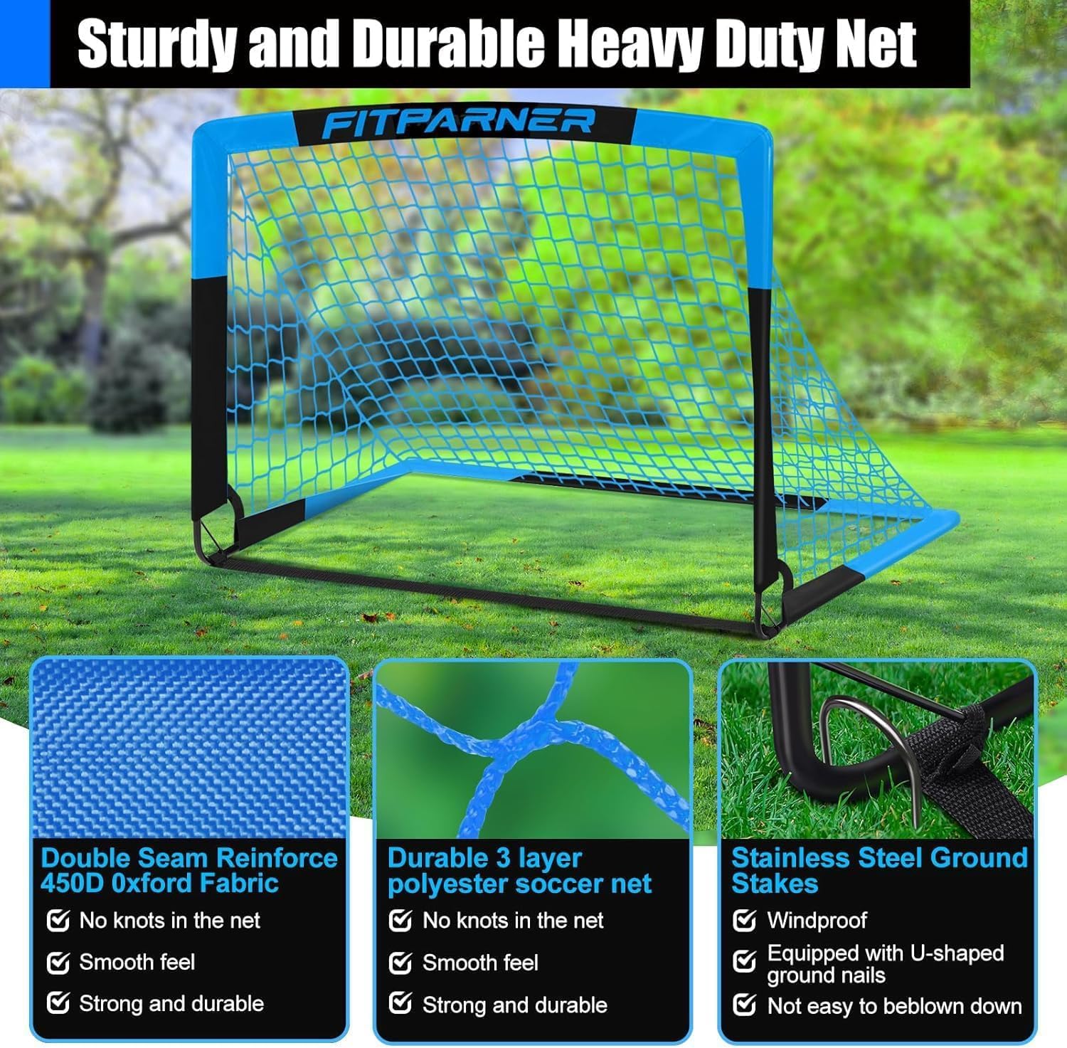 Kids Soccer Goals for Backyard Set - 2 Pack of Portable Pop Up Soccer Nets with Ball,Cones,Complete Training Equipment Kit for Toddler,Youth,Kids Age 3-14,Outdoor Sports Game - Image 3