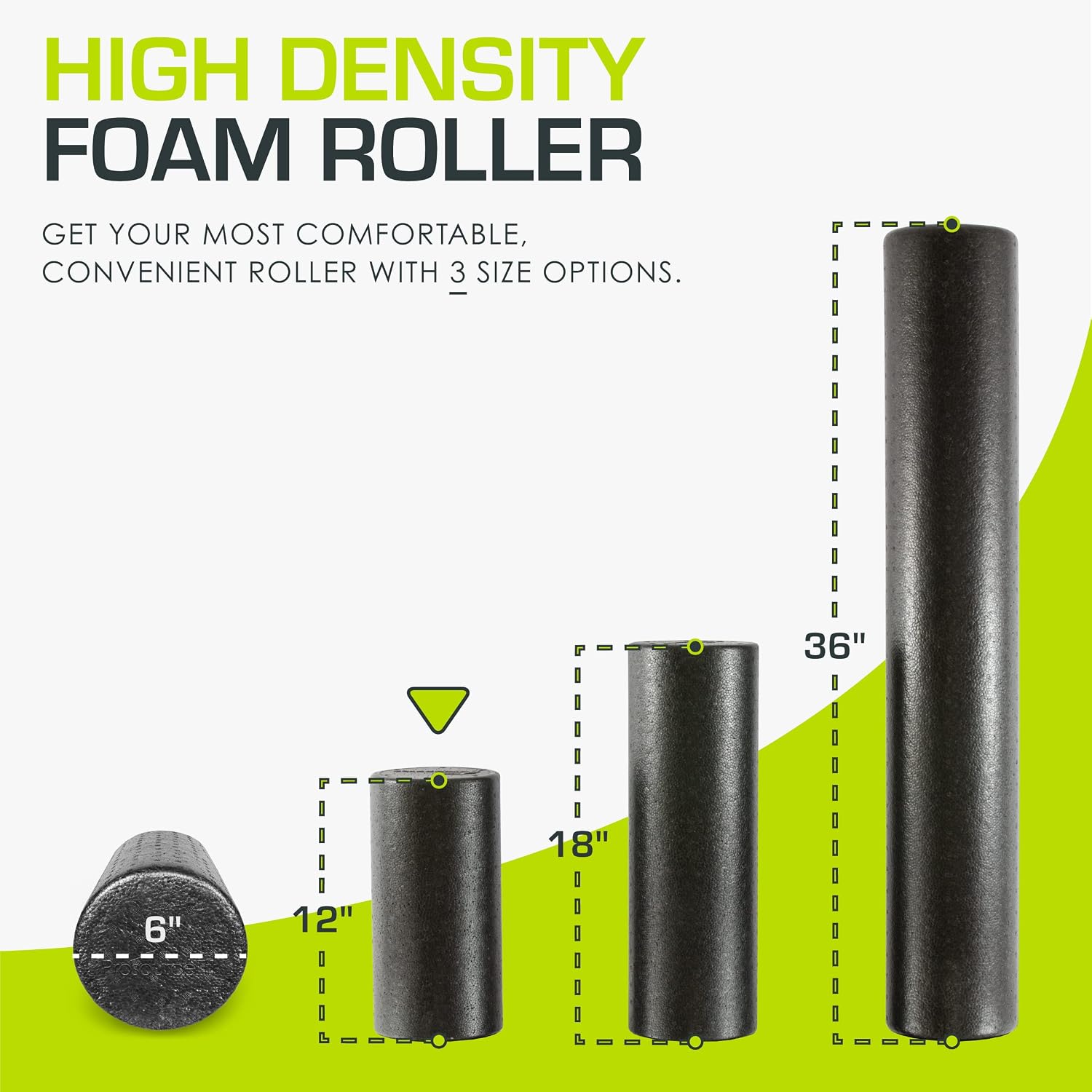 ProsourceFit High Density Foam Rollers 12 - inches long, Firm Full Body Athletic Massage Tool for Back Stretching, Yoga, Pilates, Post Workout Muscle Recuperation, Black - Image 2