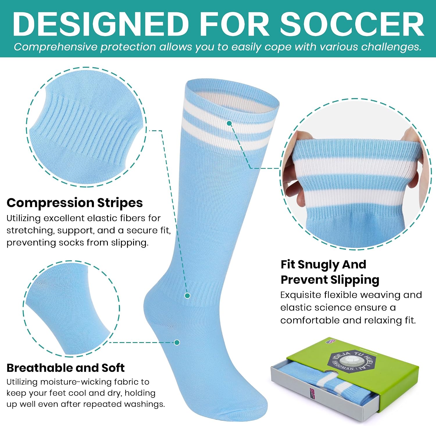 brooman Kids Firm Ground Soccer Cleats Boys Girls Football Cleats with Soccer Socks - Image 5