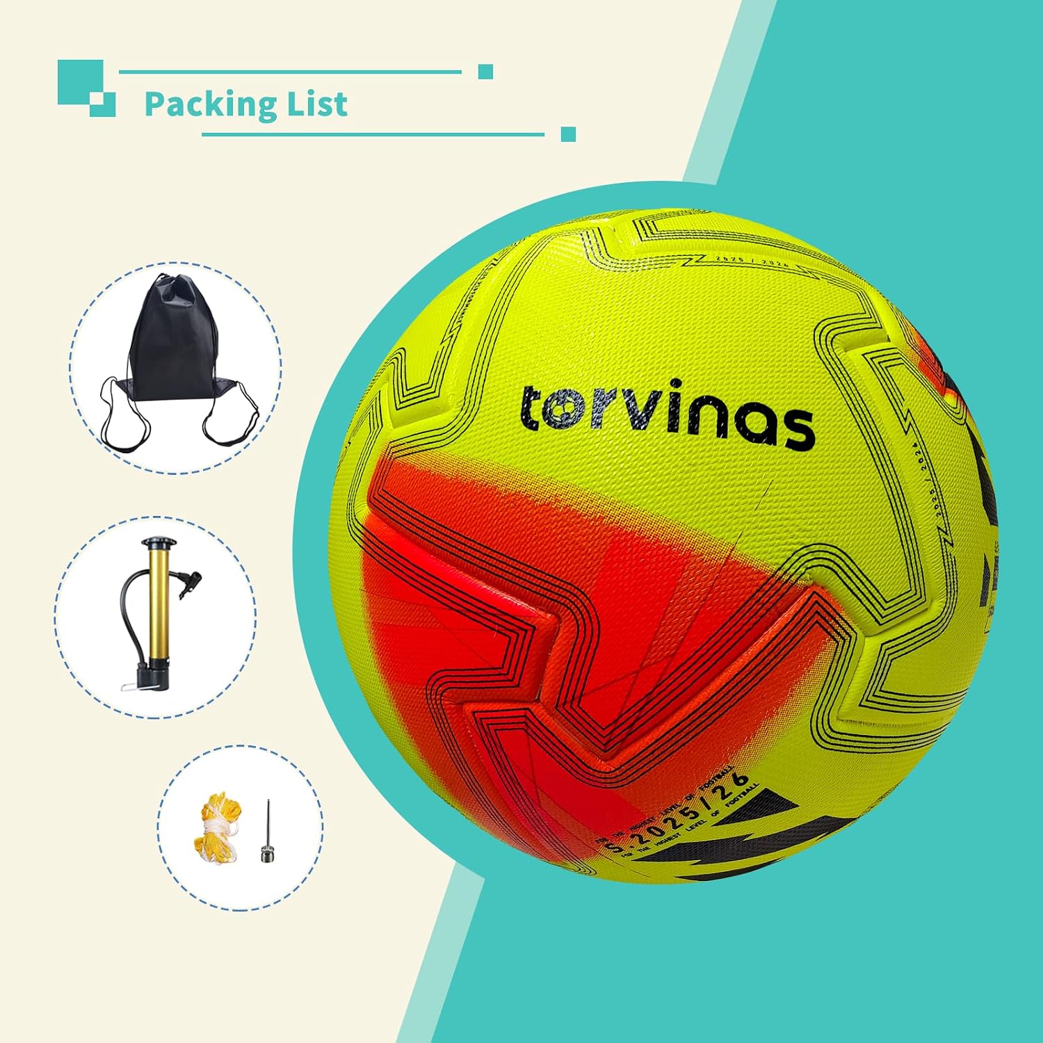 Soccer Ball Size 5,4 – Thermal Bonded Waterproof PU Leather | Professional Training & Match Ball for Youth & Adults, with Pump & Bag, Training Gift Set - Image 5