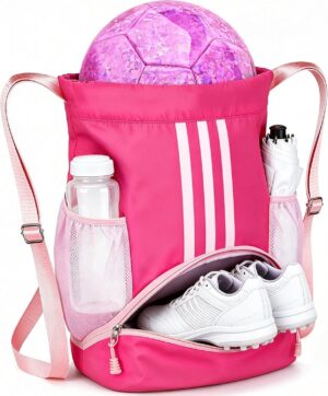 Soccer Bag, Youth Drawstring Backpa...