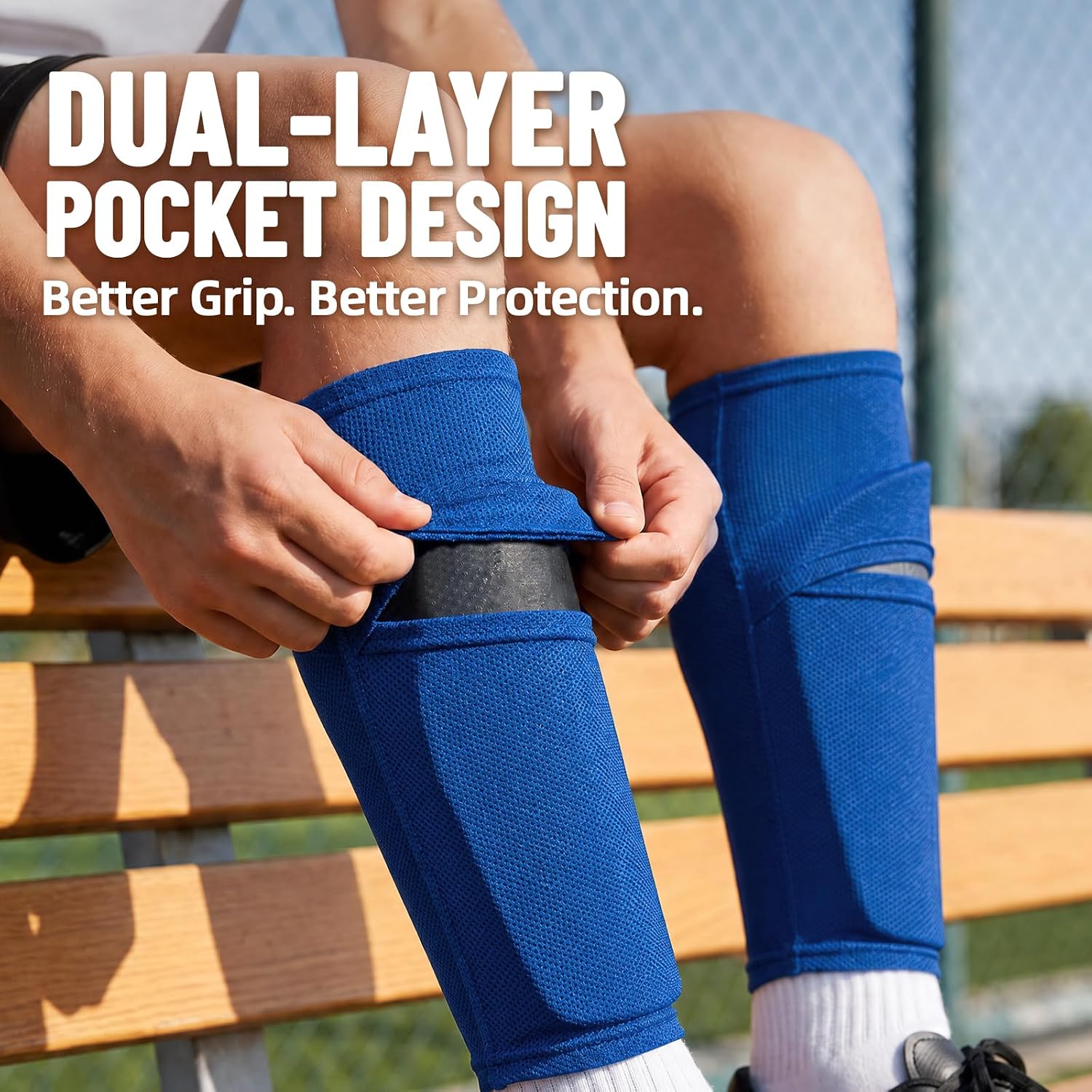 Shin Guard Sleeves 2 Pairs, Soccer Sleeves for Kids & Youth Ages 3-15 - Image 3