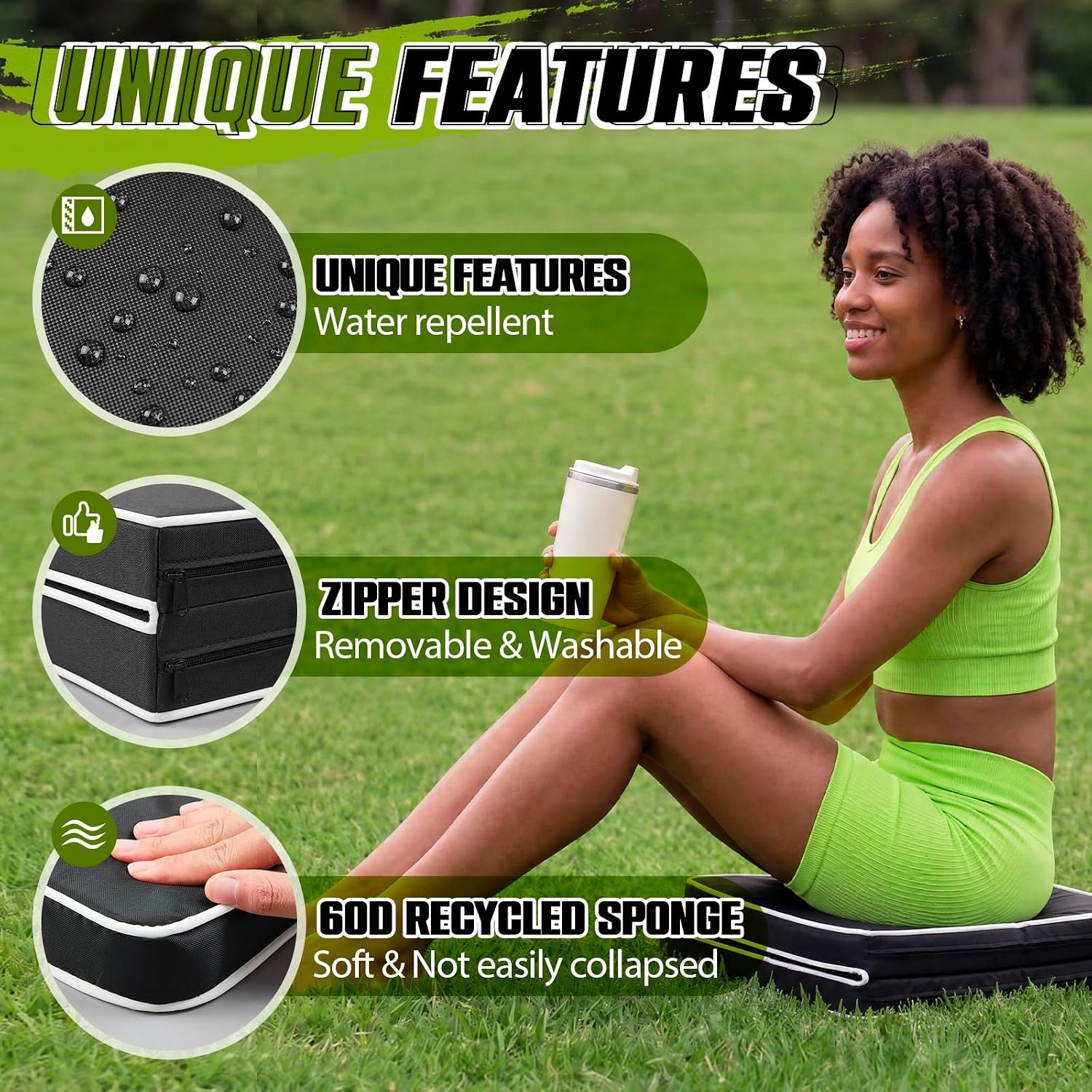 Jerify Stadium Seat Cushions, Bleachers Portable Bleacher Cushions with Extra Foam, Thick Waterproof Oxford Fabric for Indoor, Outdoor, Sports Events, Travel - Image 3