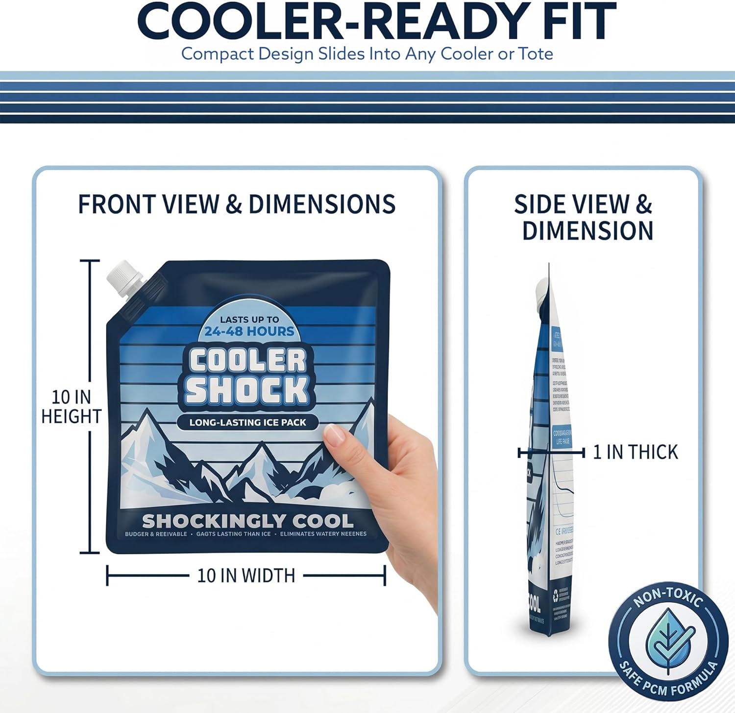 Cooler Shock Reusable Ice Packs for Cooler - Long Lasting Cold Freezer Packs for Coolers and Lunch Boxes - Cooler Ice Packs for Camping Gear, Fishing, Road Trips, Beach Must Haves - Image 3