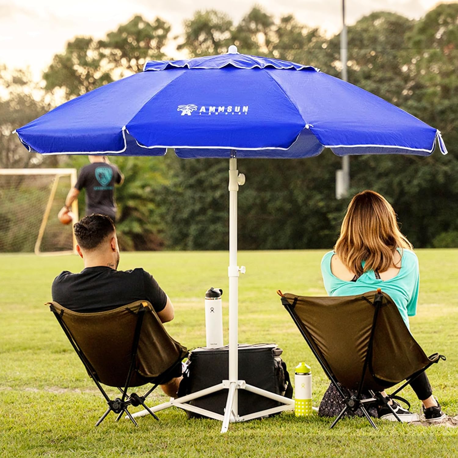 AMMSUN Shade Umbrella, Premium Portable Umbrella with Stand, 6.5ft Lightweight Free Standing Canopy for Sporting Games, Adjustable Instant Sun Protection and Easy to Carry, Blue - Image 2