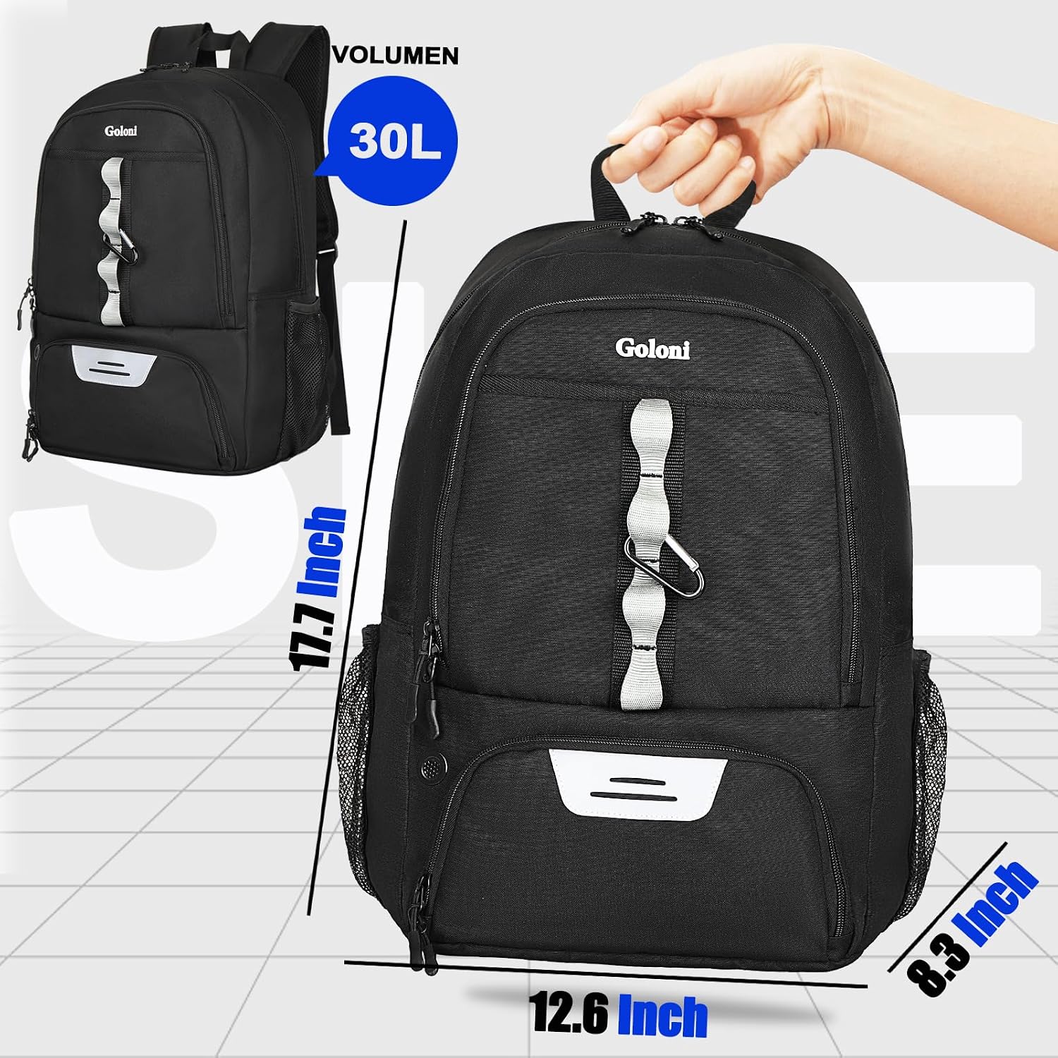Youth Soccer Bag,Basketball Bag with Ball Compartment & Shoe Compartment,Backpack for Football Volleyball Basketball - Image 2