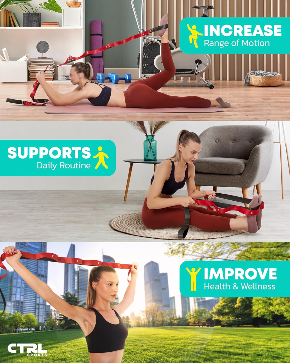 Stretching Strap with Loops, Non Elastic Stretch Band for Physical Therapy | Video Exercises Included - Yoga Strap for Stretching Equipment and Flexibility - Image 6