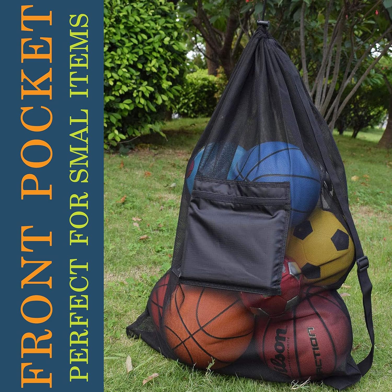 Extra Large Mesh Ball Bag,Drawstring Bags Sports Soccer Ball Bag Holding Basketball, Volleyball, Baseball, Swimming Gear | Drawstring Bags, Sports Soccer Ball Bag, Zipper Pocket, Holding Basketball, Volleyball, Baseball, Swimming Gear - Image 7