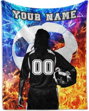 Personalized Soccer Throw Blanket 5...